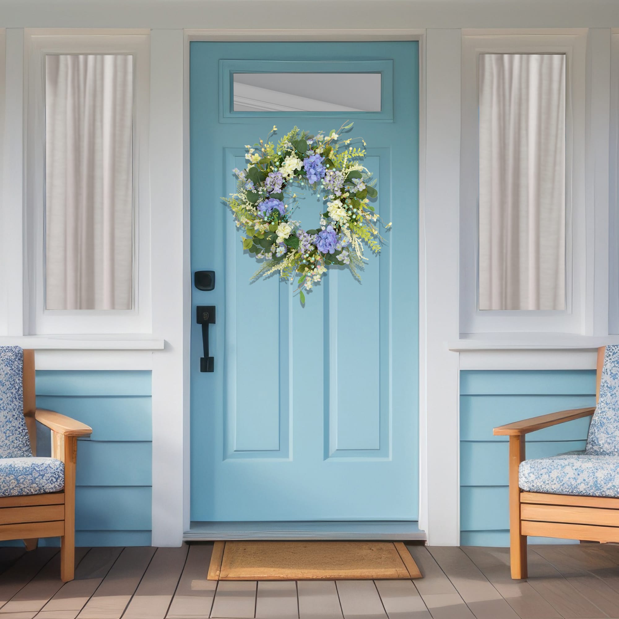 26" Eucalyptus, Hyacinth, Hydrangea & Fern Artificial Spring Wreath