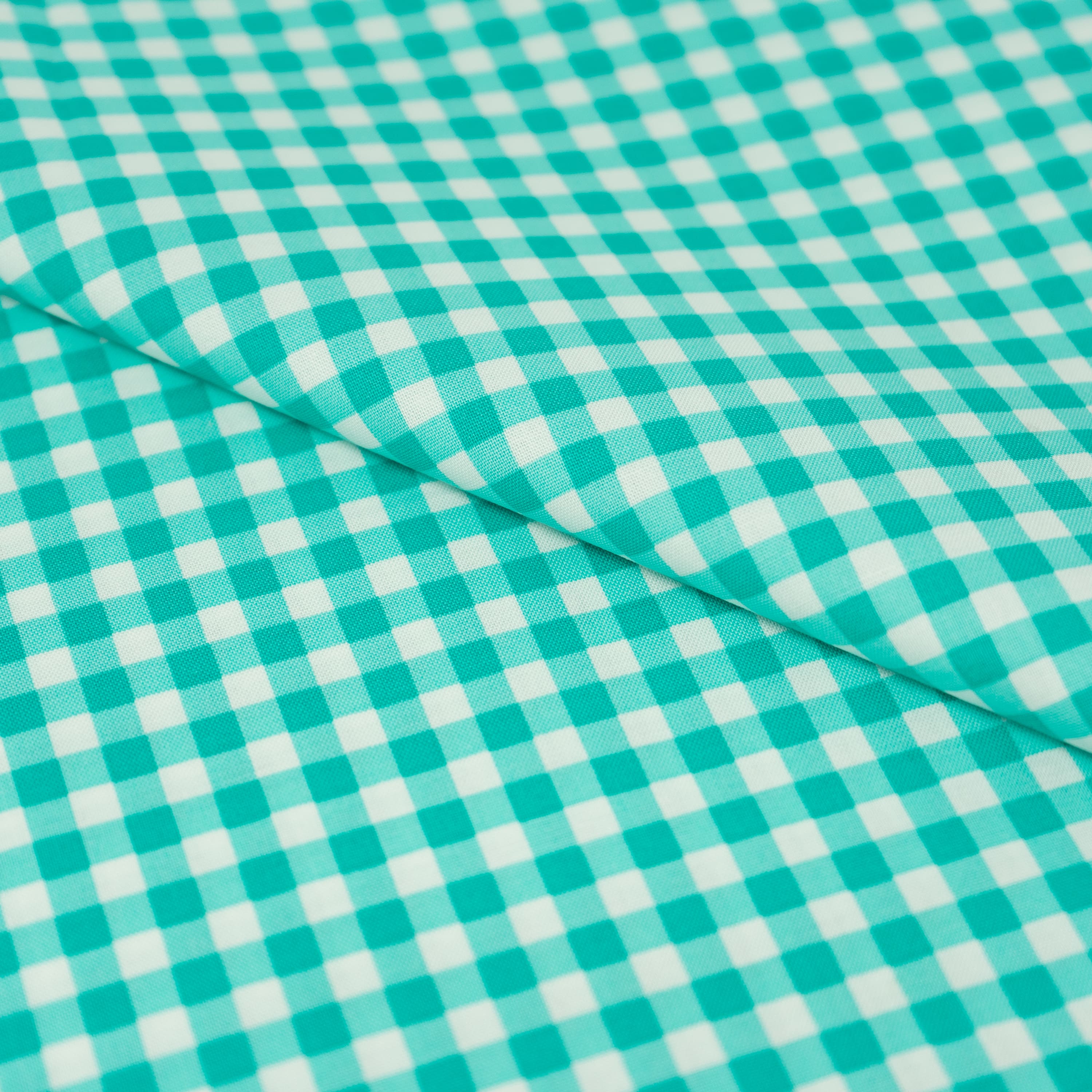 SINGER Aqua Gingham Check Cotton Fabric
