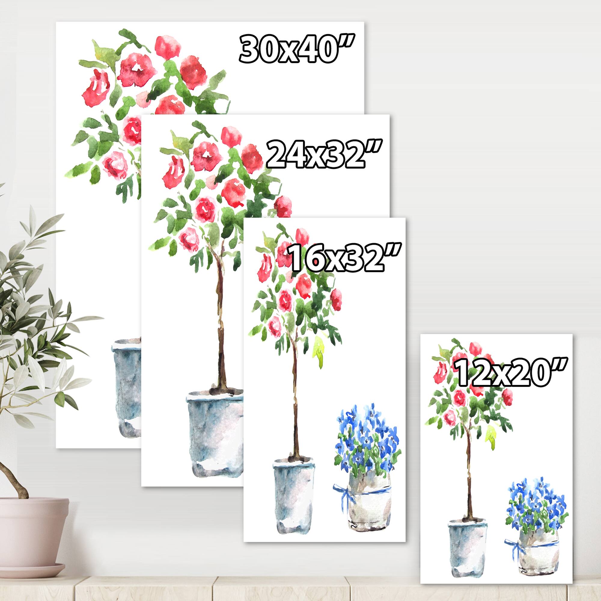 Designart - Blue and Red Houseplants