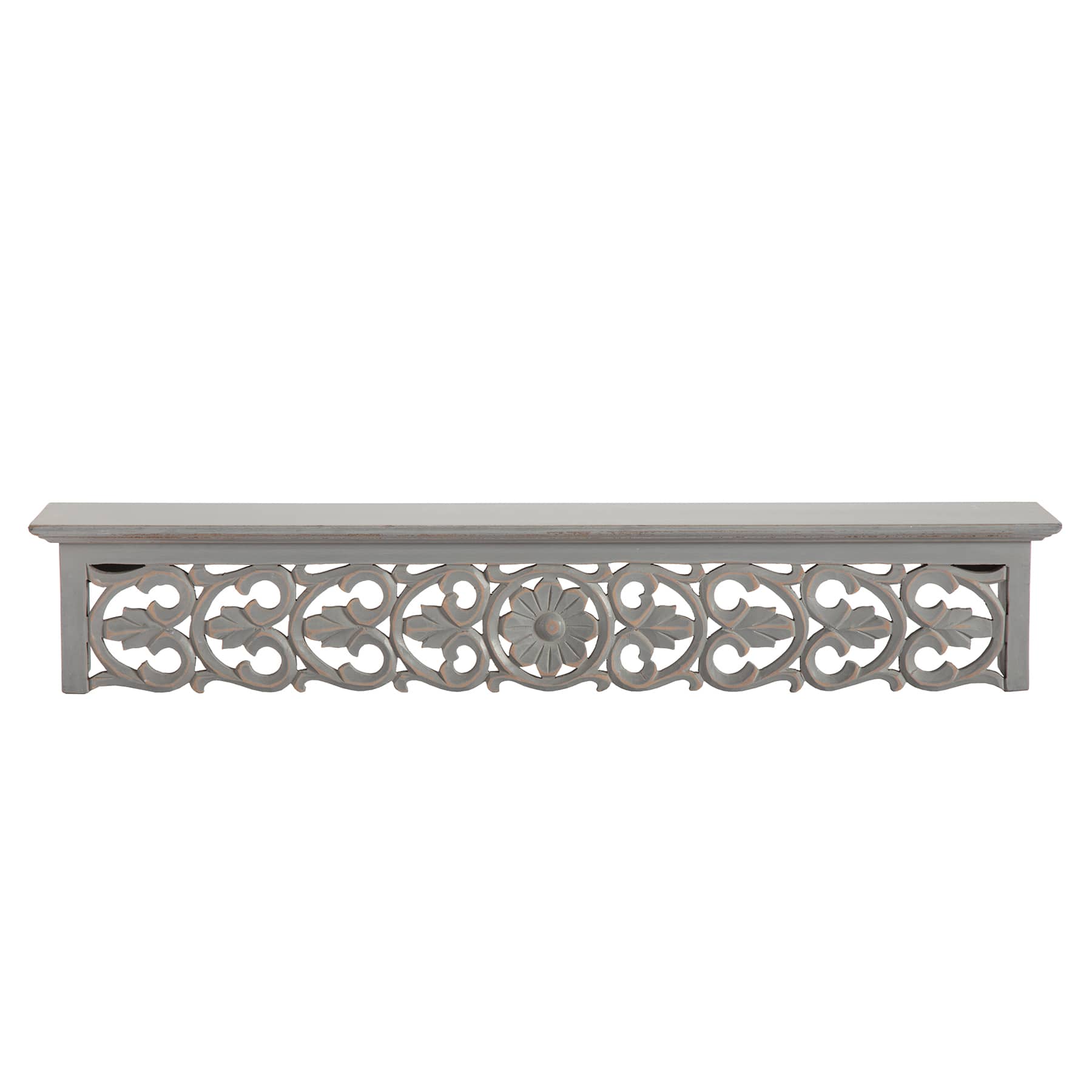 Habitat 30" Carved Gray Decorative Shelf