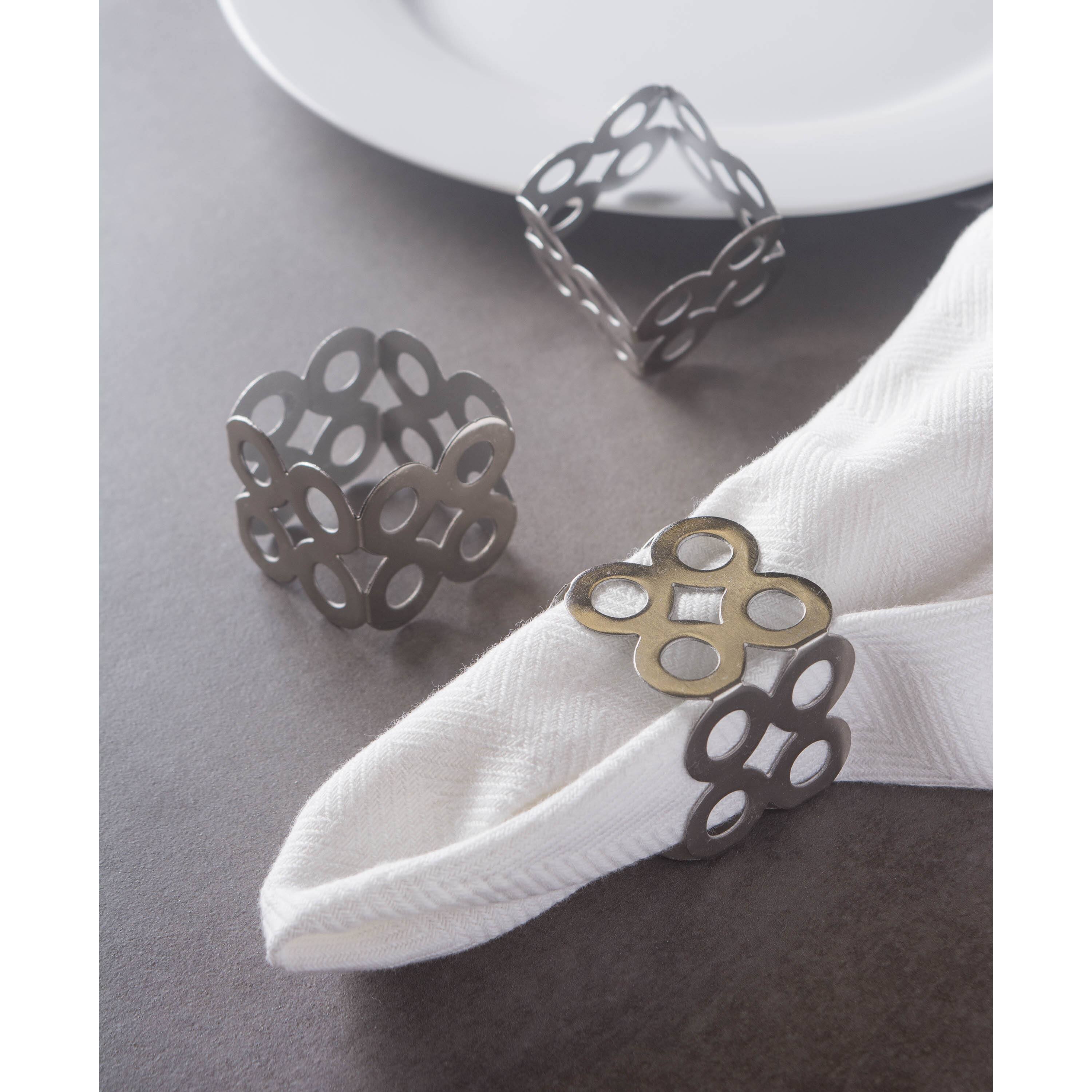 DII® Silver Square Die Cut Napkin Rings, 6ct.