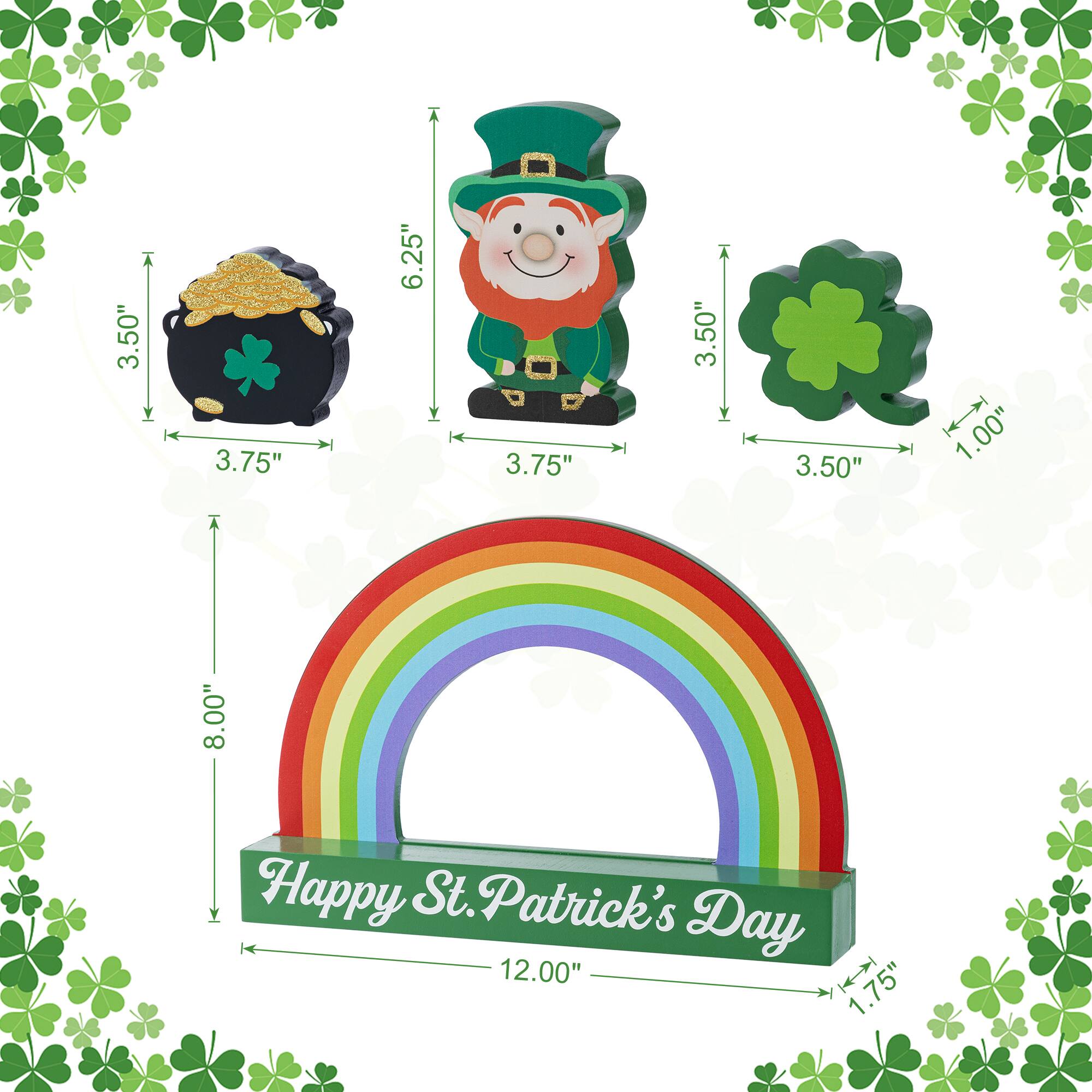 Glitzhome® 12" St. Patrick's Wooden Table Block Set