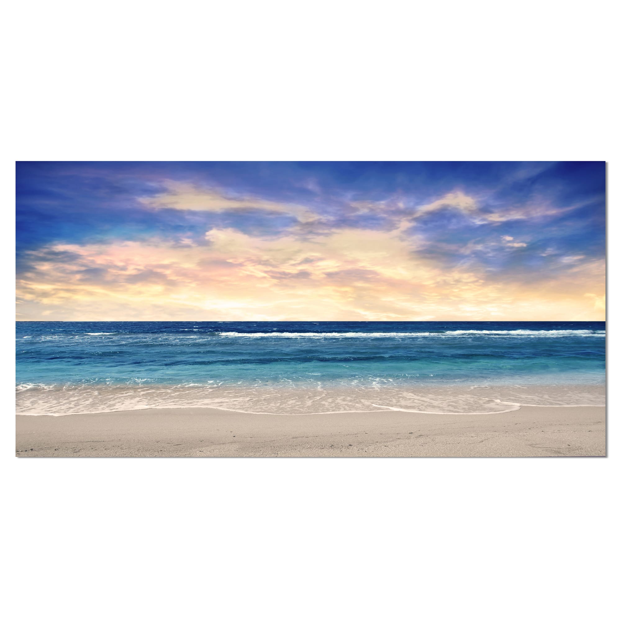 Designart - Clear Blue Sky and Ocean at Sunset - Extra Large Seascape Art Canvas