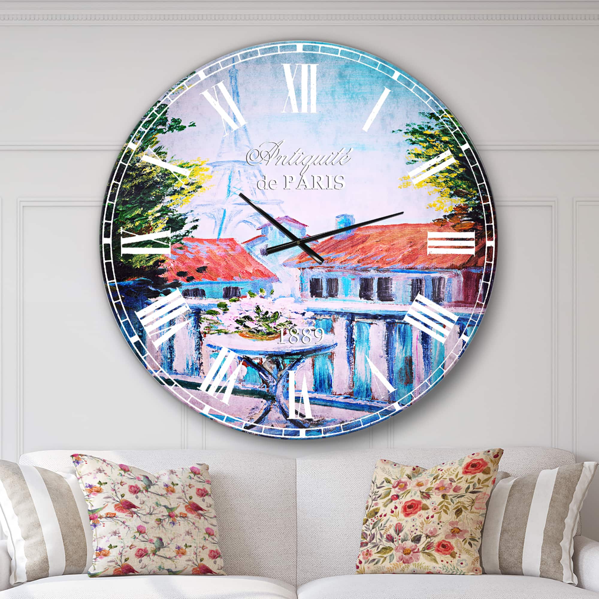 Designart 'Paris Eiffel Tower French Country Wall Clock