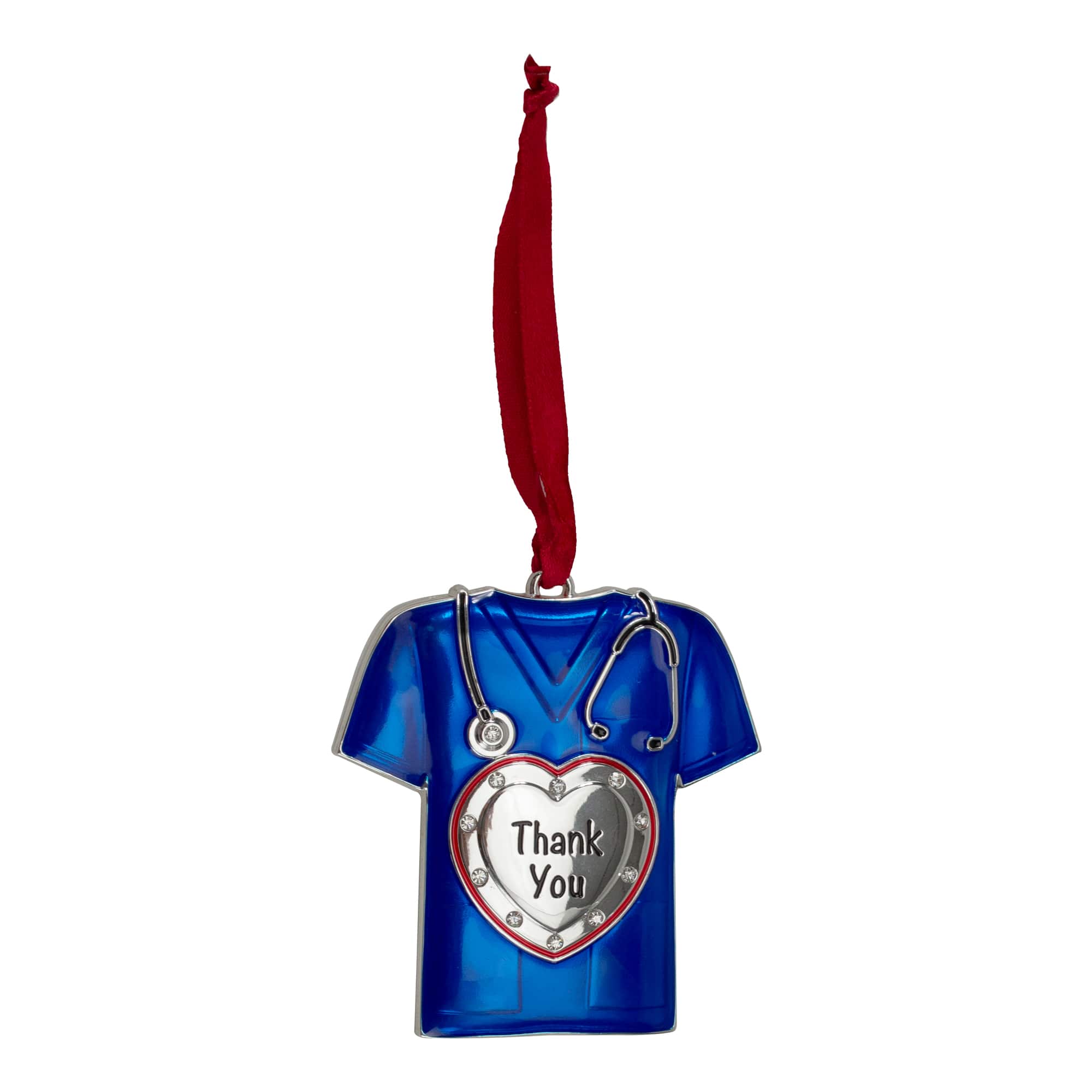 Silver Plated Blue Scrubs Crystal Embellished Ornament