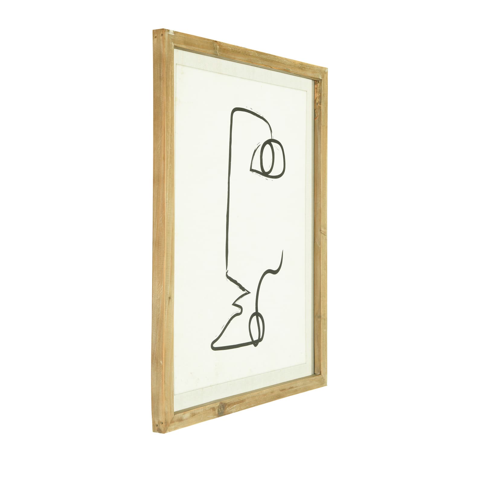 Hello Honey® Black & White Abstract Face Wall Art with Fir Wood Frame