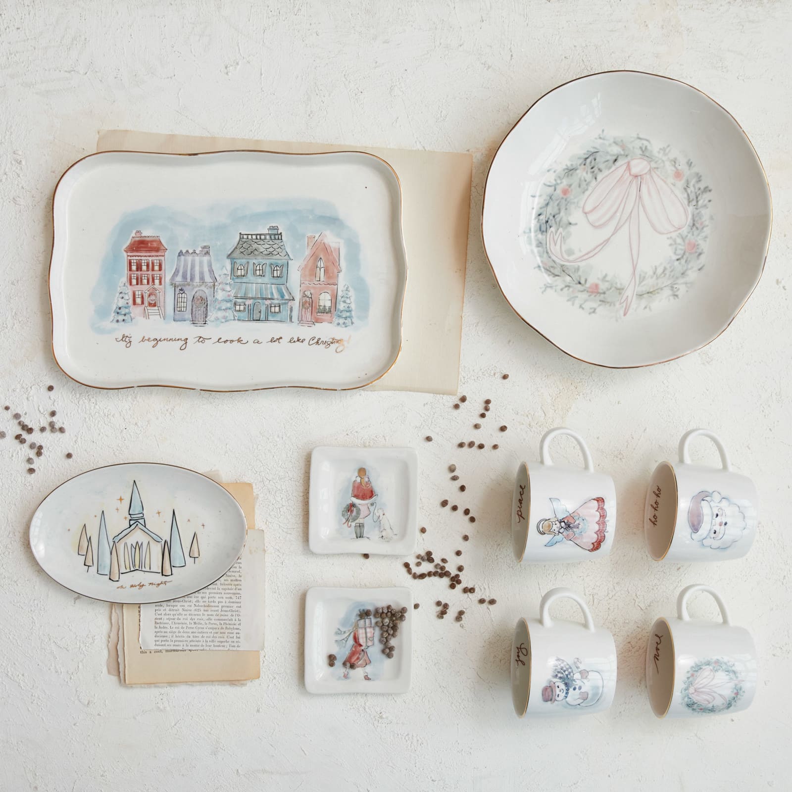 Hello Honey® 13" Village Christmas Scene Stoneware Platter