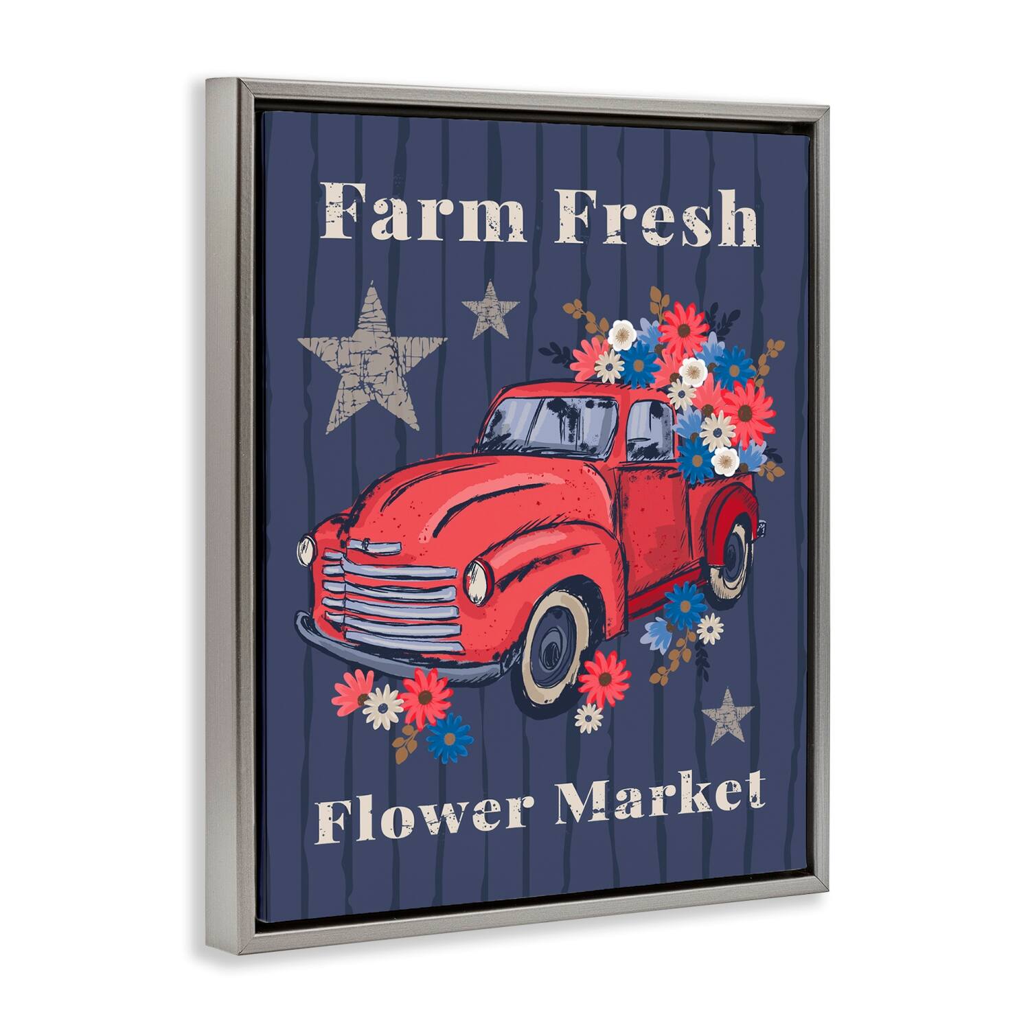 Stupell Industries Farm Fresh Patriotic Market Floater Framed Art