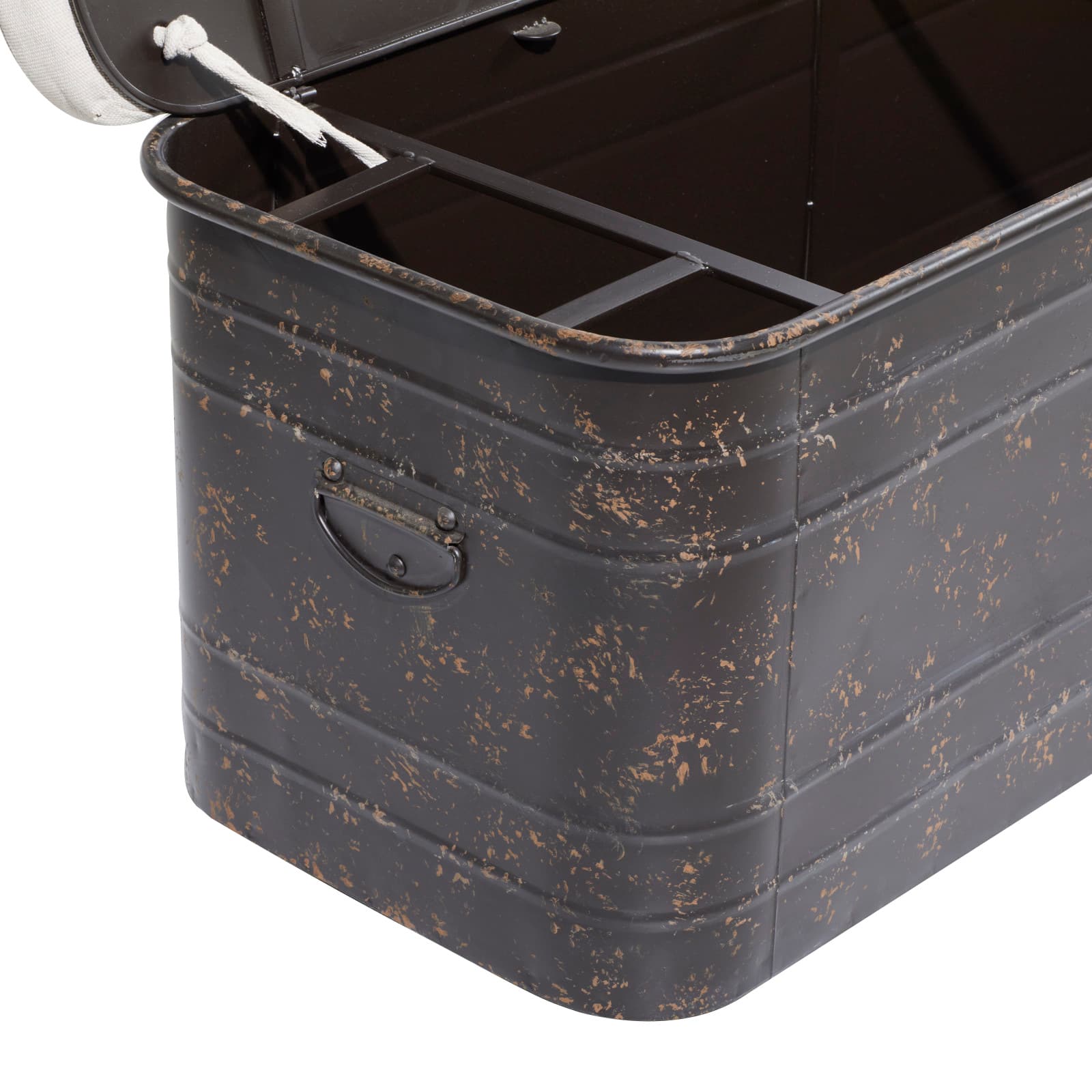 Brown Industrial Metal Storage Bench, 17" x 48"