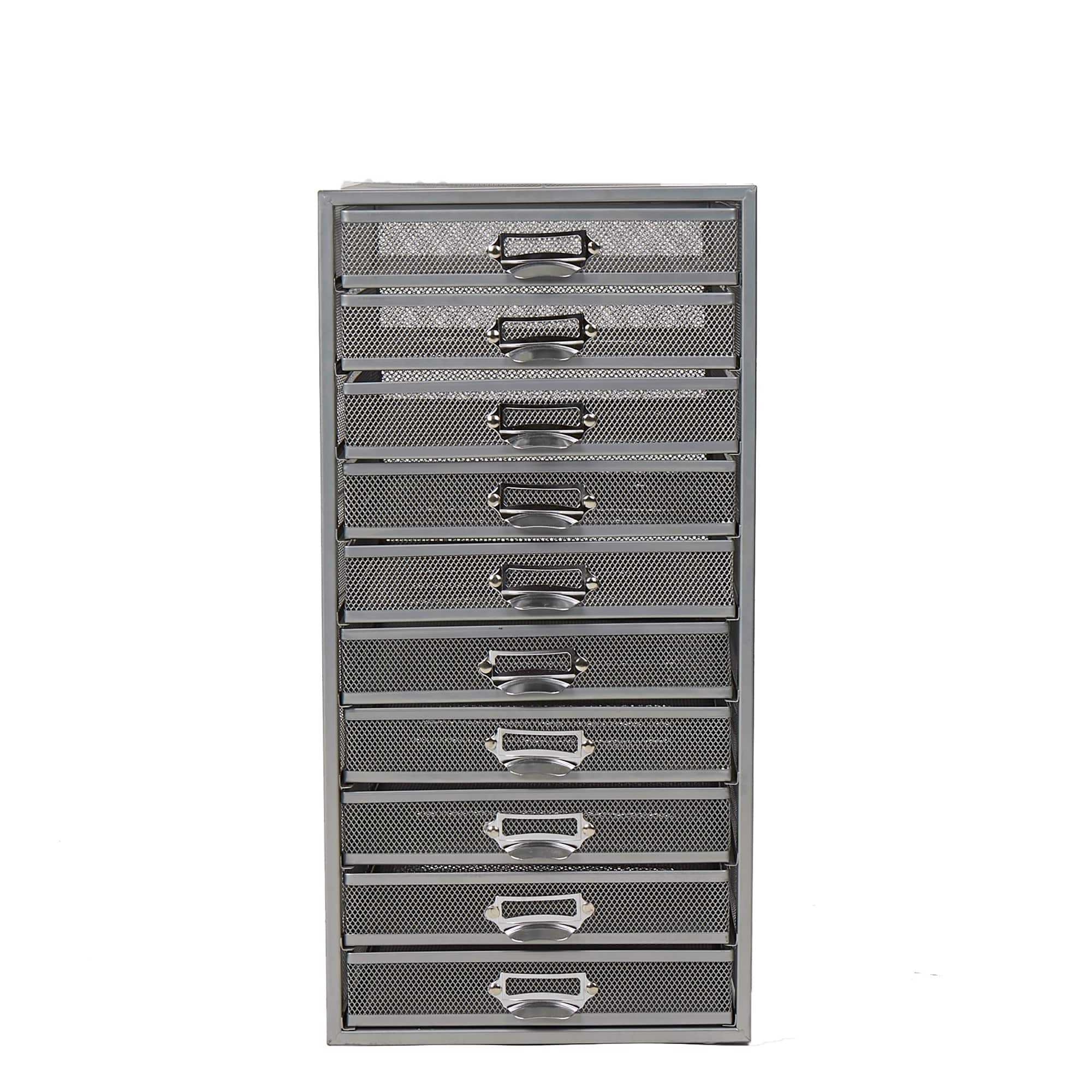 Mind Reader Silver 10-Compartment Mesh Desk Organizer
