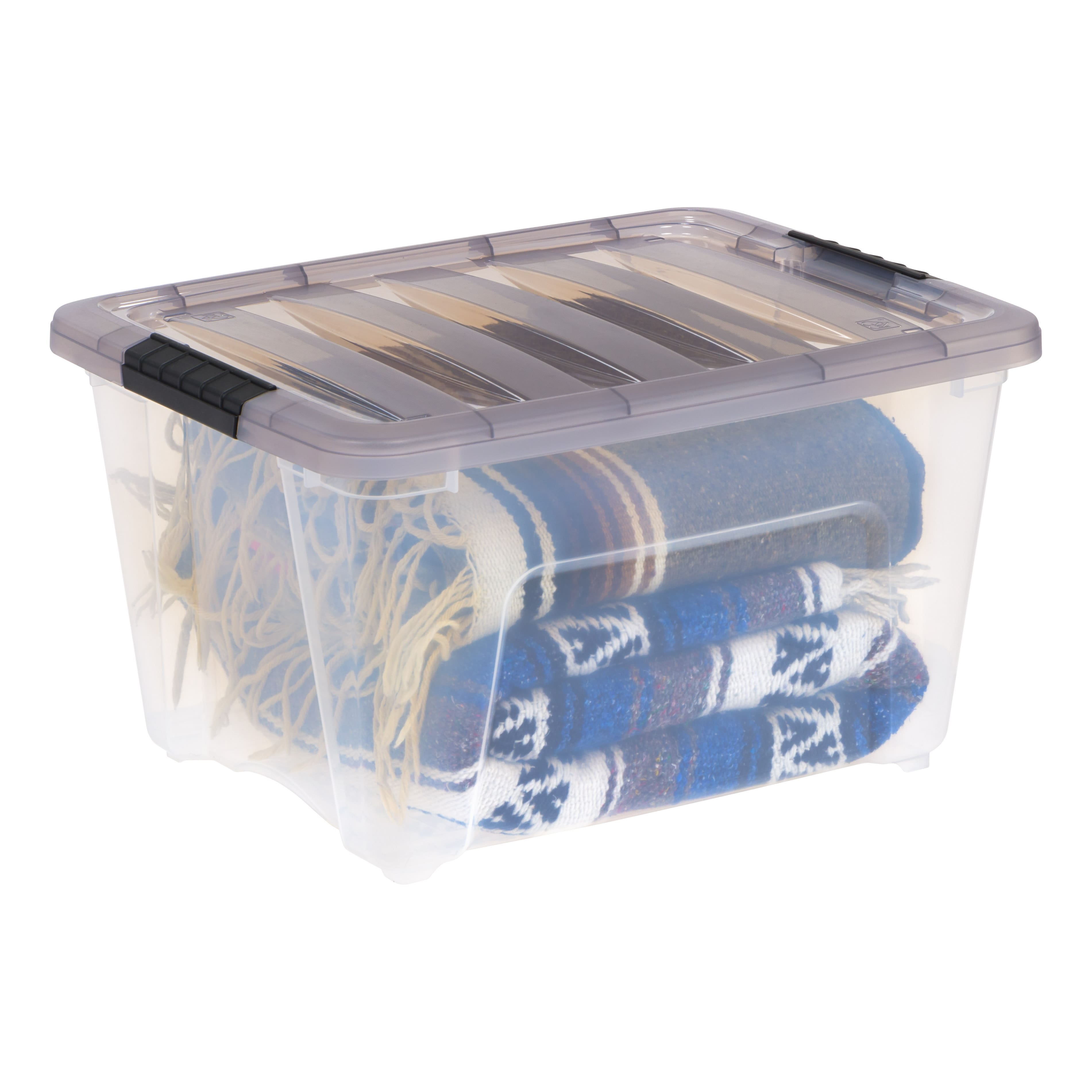 IRIS® Stack & Pull™ Clear Storage Box with Gray Lid