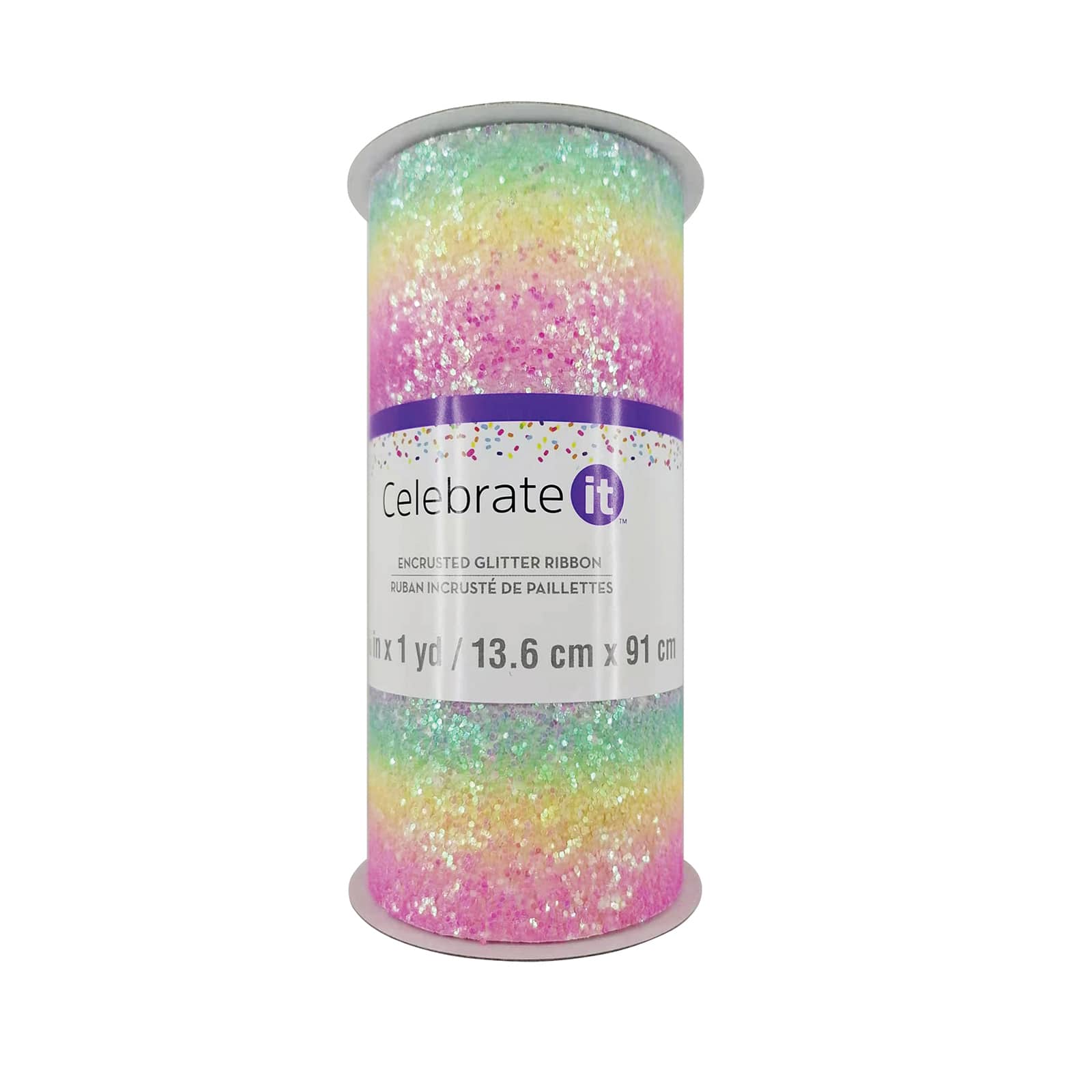 12 Pack: 5.375" x 1yd. Encrusted Glitter Ribbon by Celebrate It™