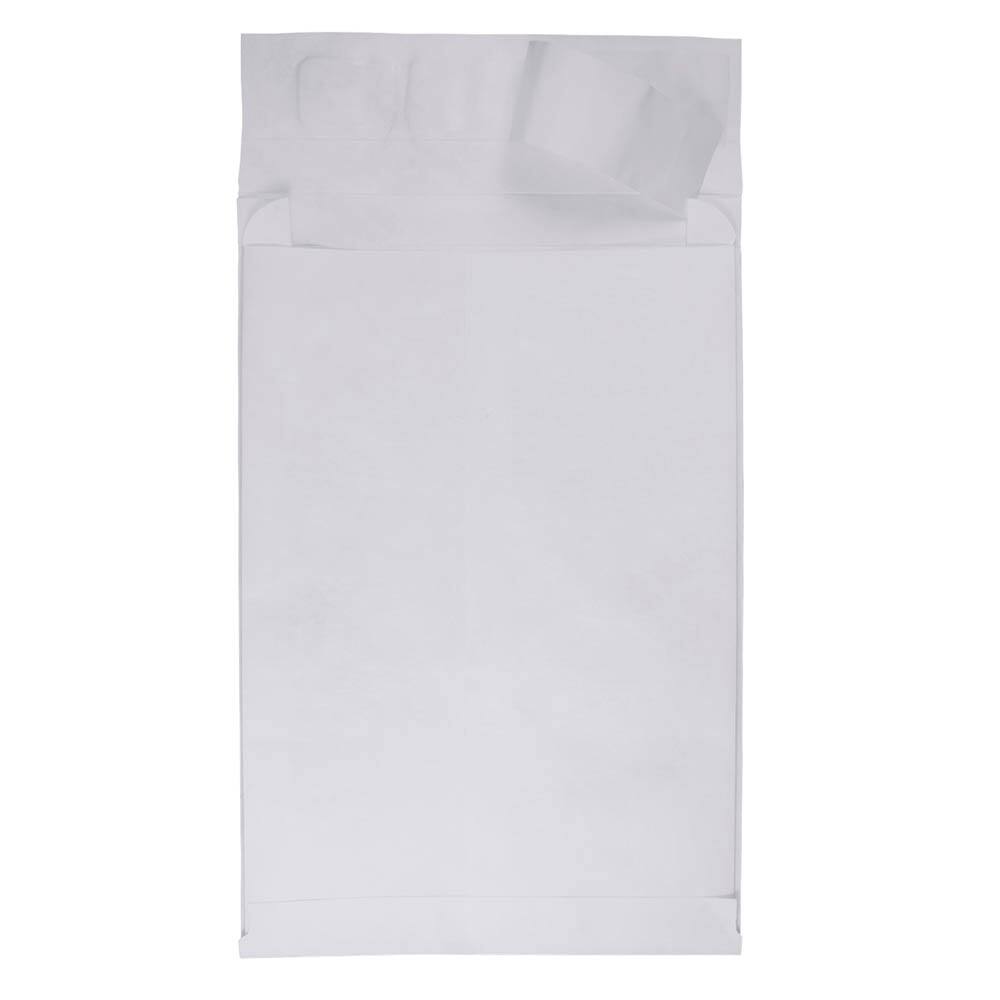 JAM Paper White Tyvek® Expandable Open End Peel & Seal Closure Envelopes, 100ct.