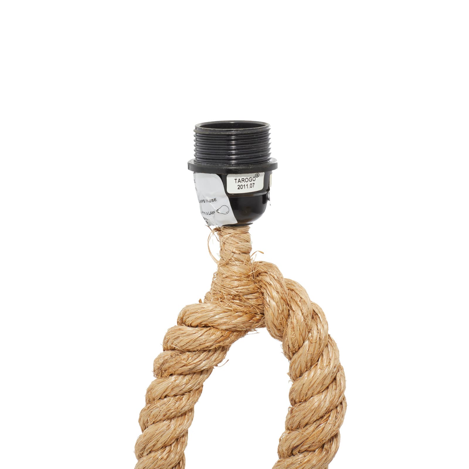 Brown Jute Rope and Iron Rustic Table Lamp, 29" x 15" x 15"