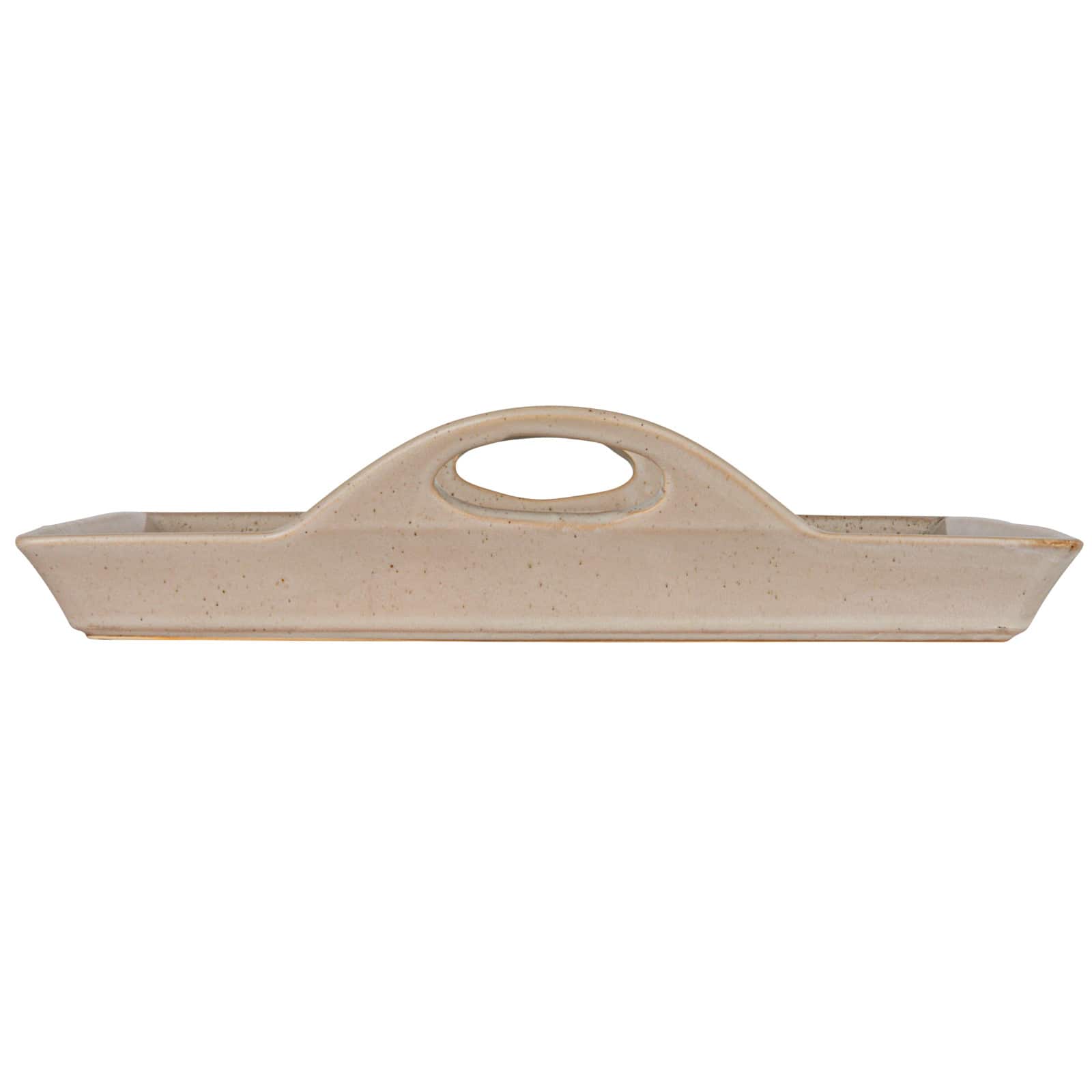 Hello Honey® 16.5" White Antique Elegance Stoneware Serving Tray with Handles