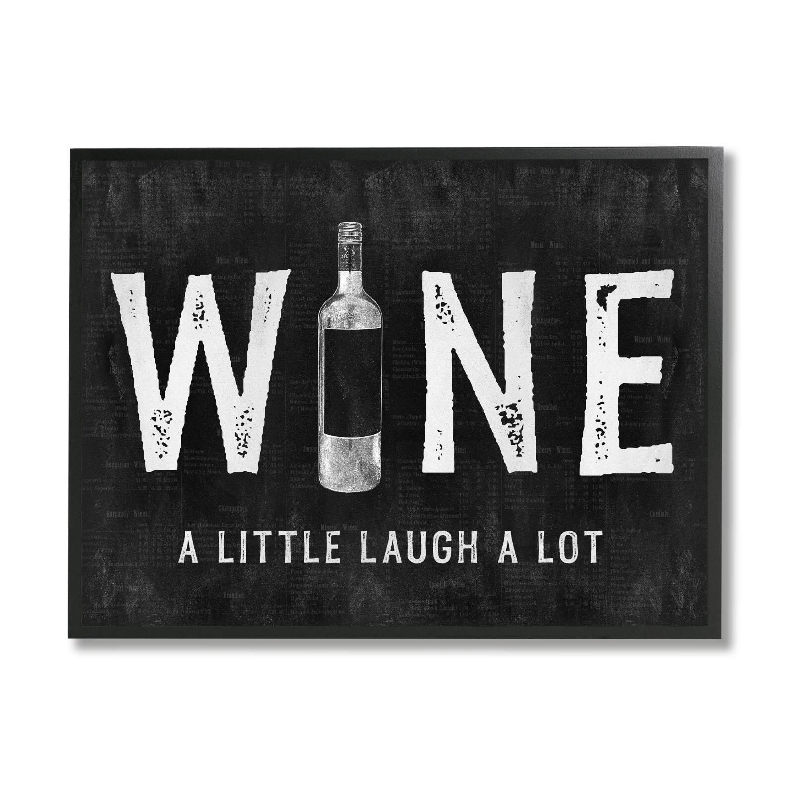 Stupell Industries Wine A Little Laugh A Lot Bottle Typography Framed Wall Art