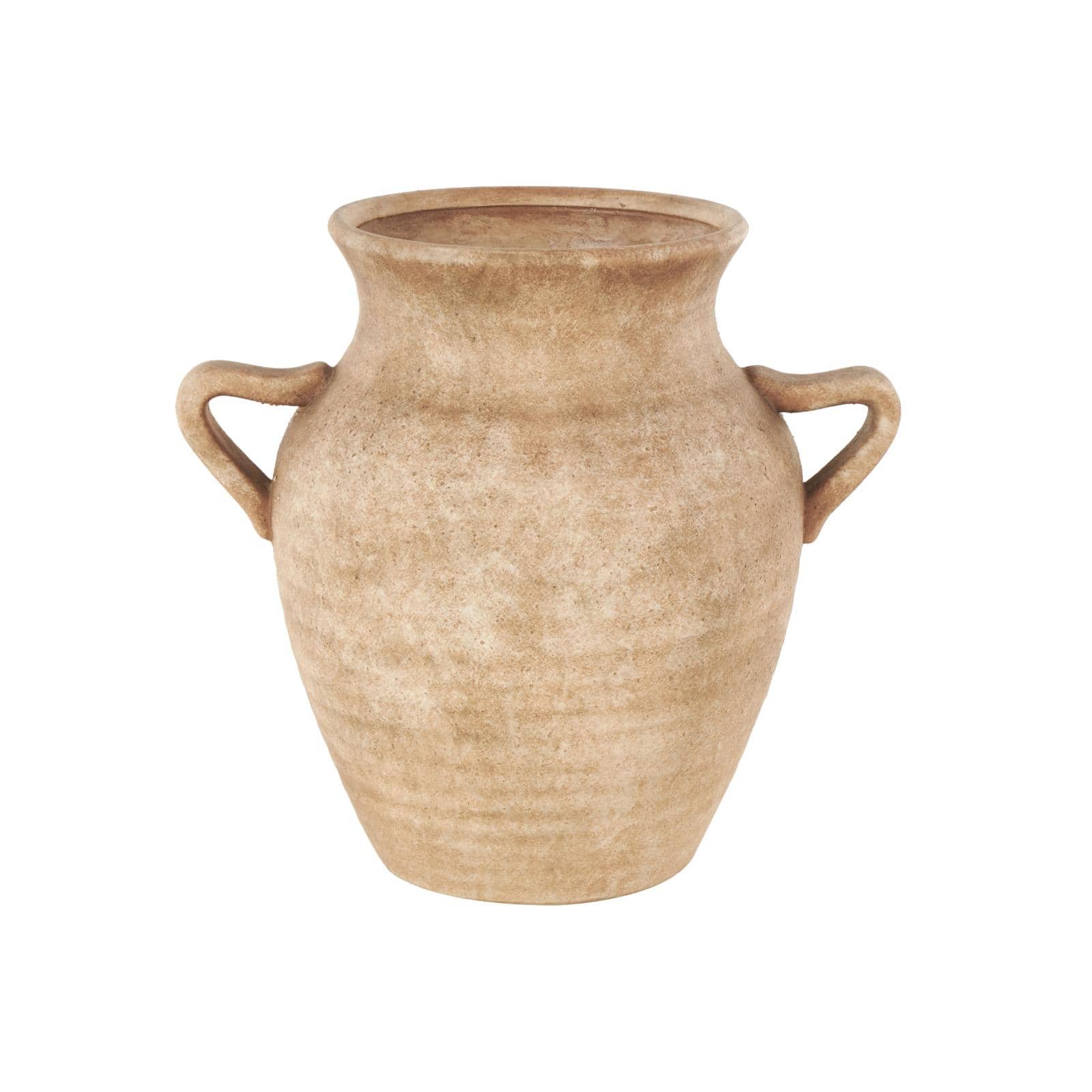 12.25" Copper Ceramic Antique Style Textured Vase with Handles