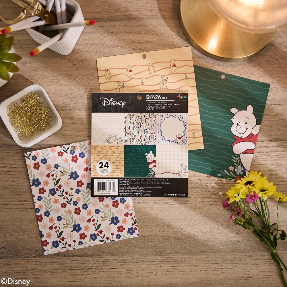 The Happy Planner® Disney© Hunny Fields 6" x 6" Scrapbooking Paper Pad, 24 Sheets
