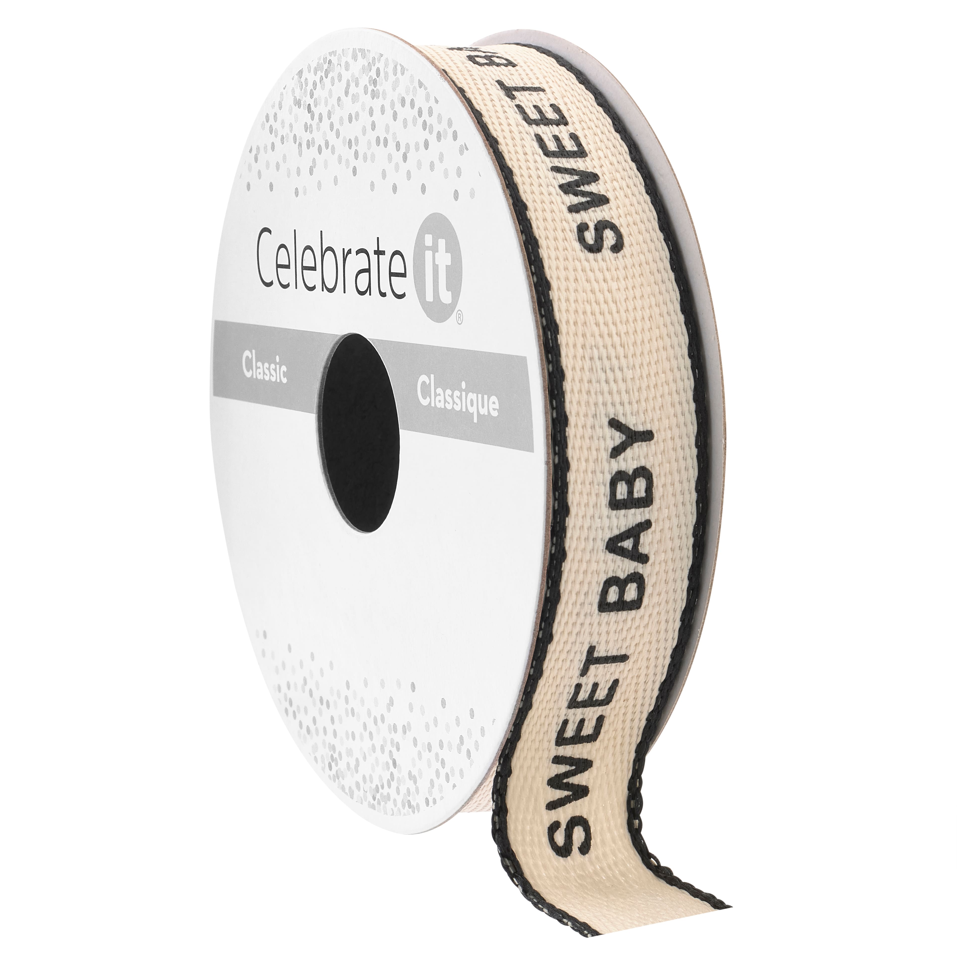 5/8" x 7yd. Black Sweet Baby Faux Linen Ribbon by Celebrate It® Classic