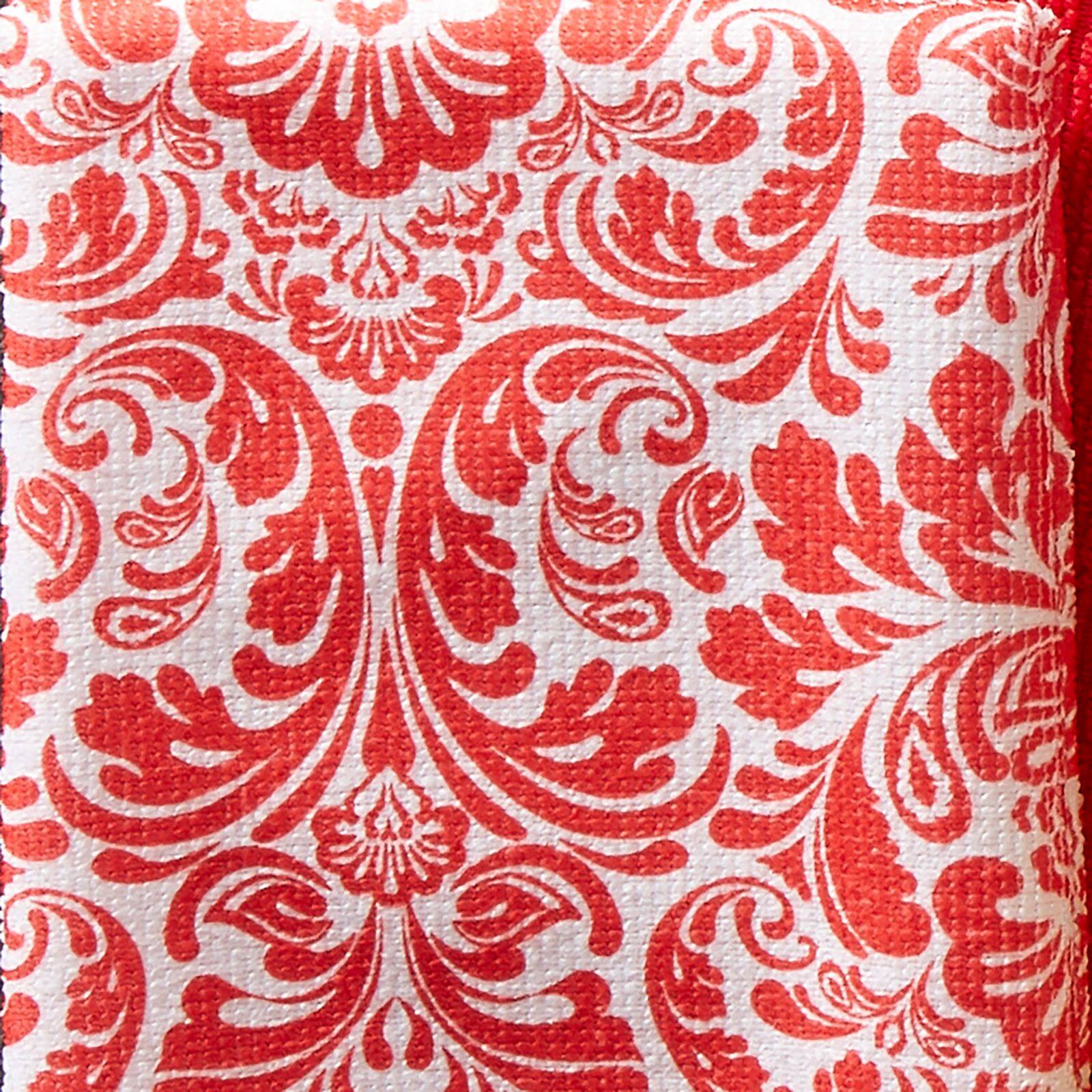 Red Damask Microfiber Dishtowel, 4ct.
