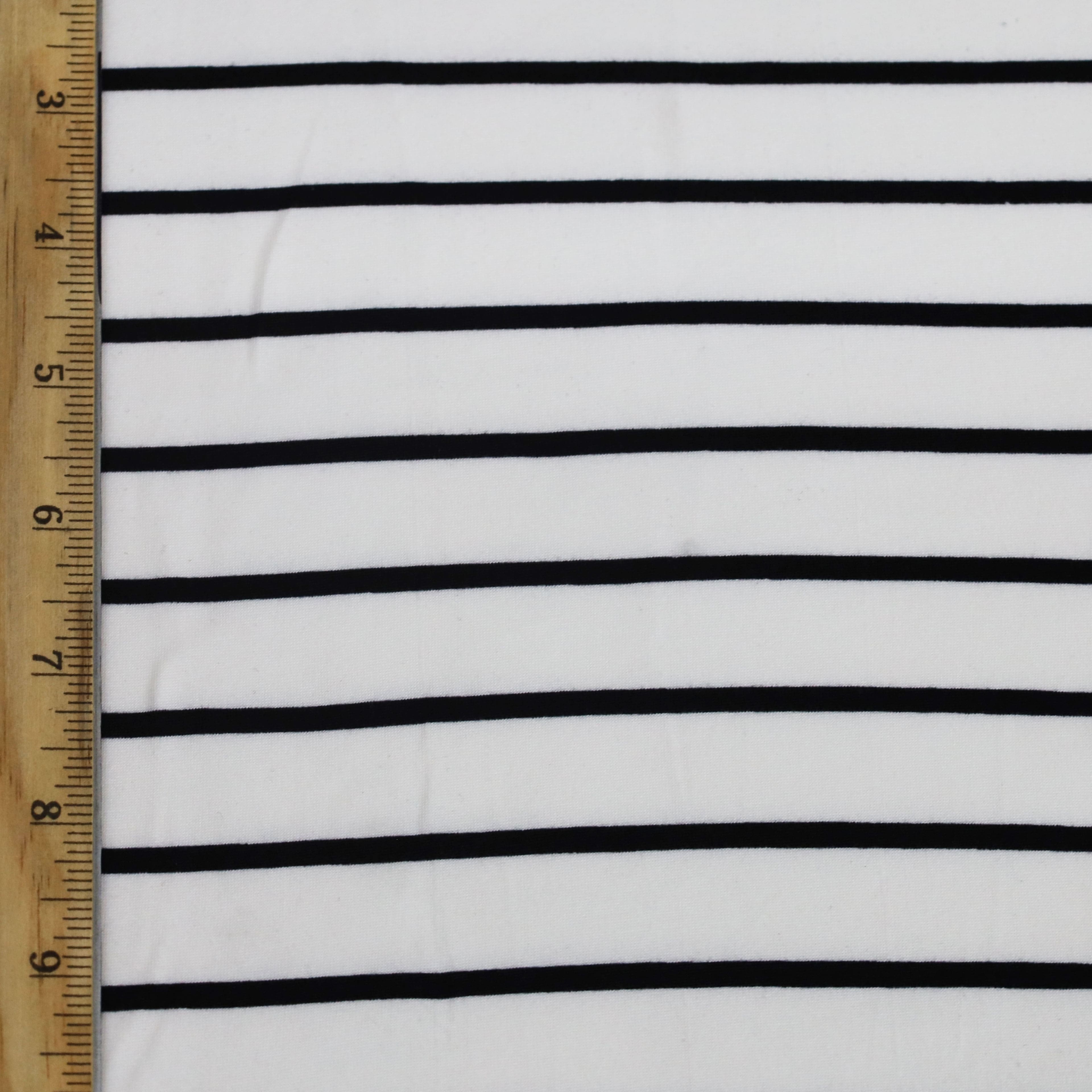 Fabric Merchants Black & White Stripes Double Brushed 4-Way Stretch Fabric