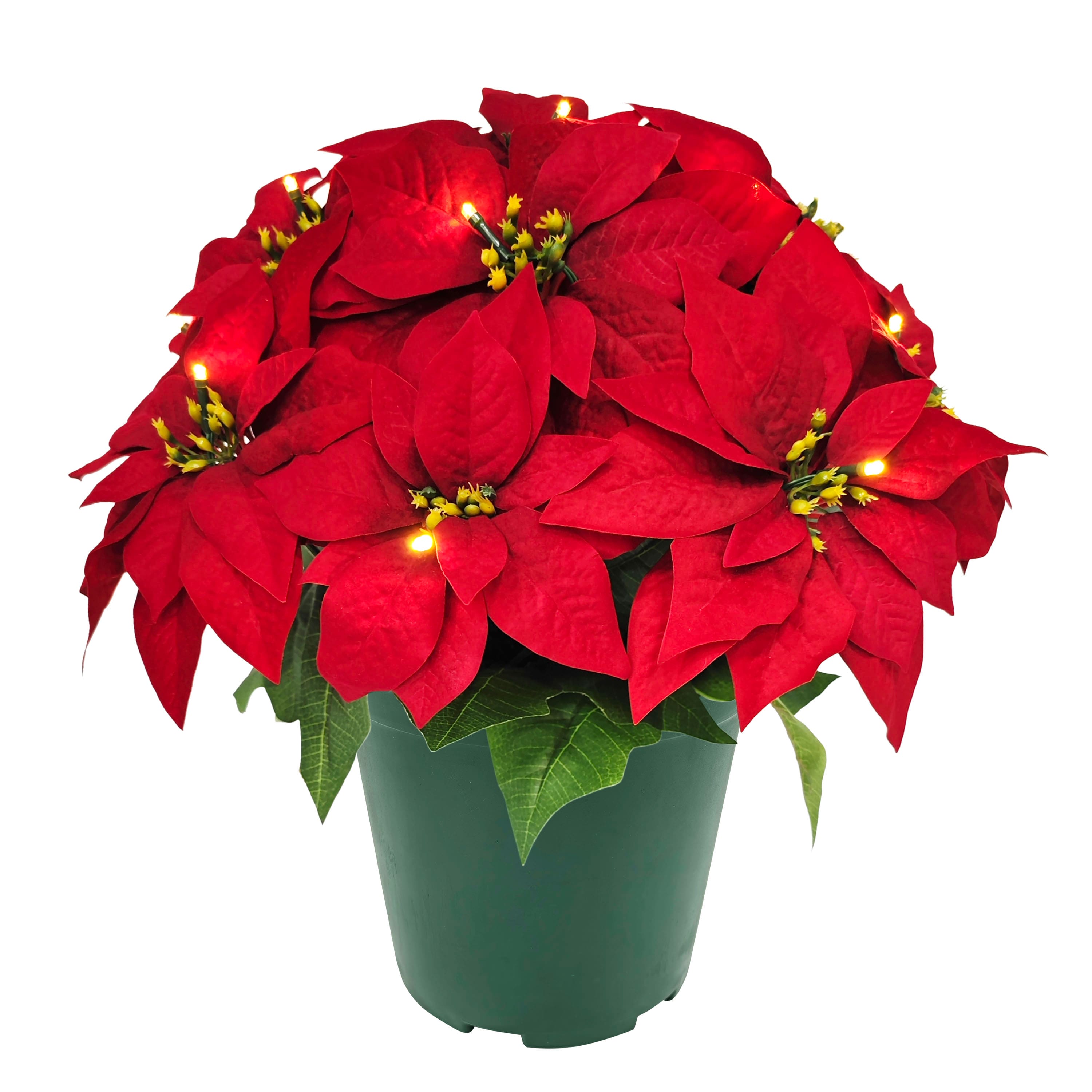 22" Pre-Lit Artificial Potted Poinsettia
