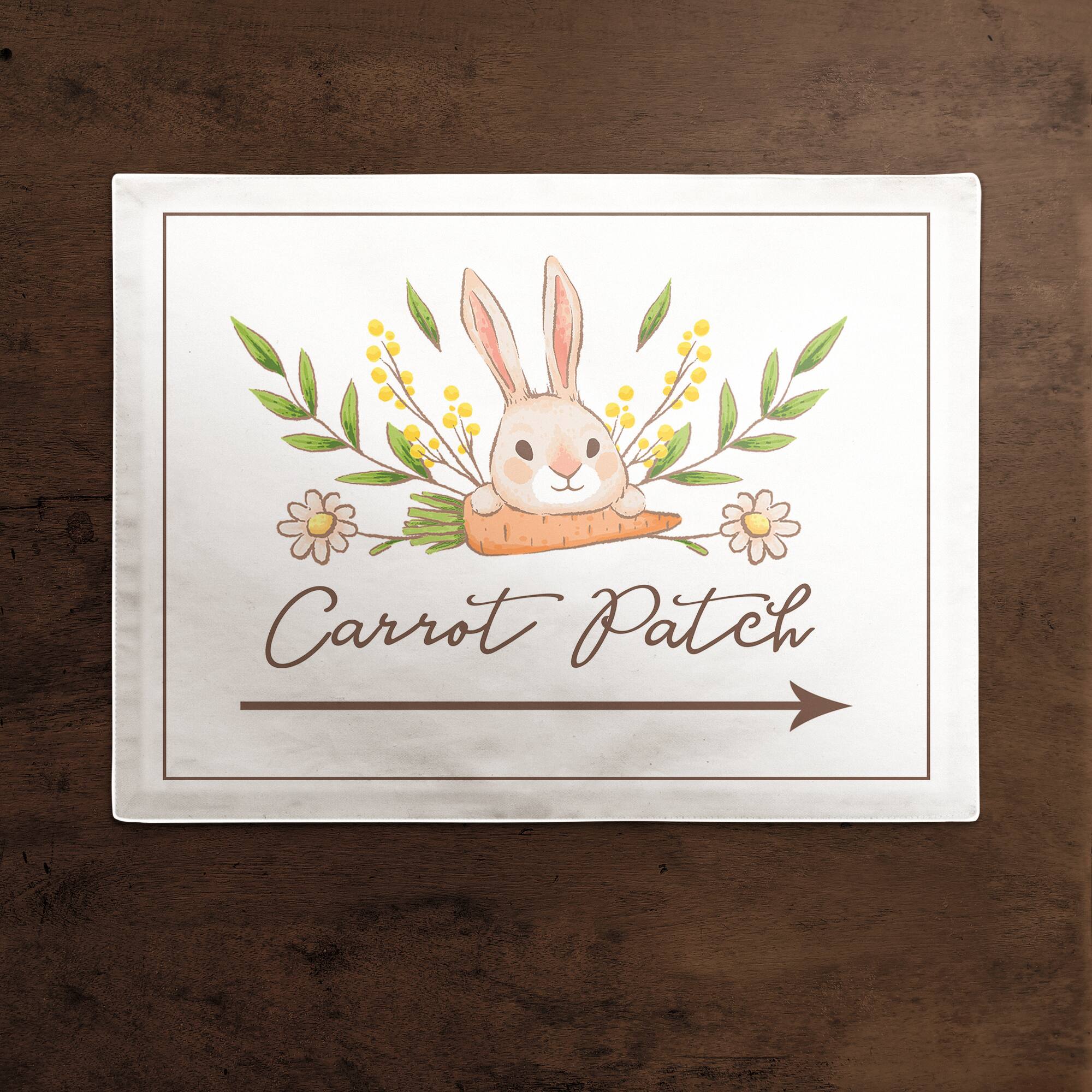 Bunny Carrot Patch Placemat 18" x 14" Cotton Twill Placemat