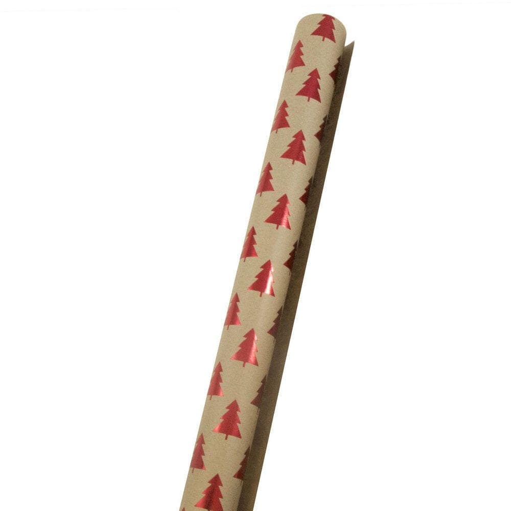 JAM Paper Red Trees on Brown Kraft Paper Gift Wrap