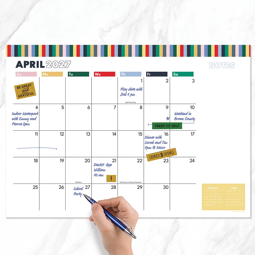 2027 Long Weekend Medium Desk Pad Monthly Blotter Calendar