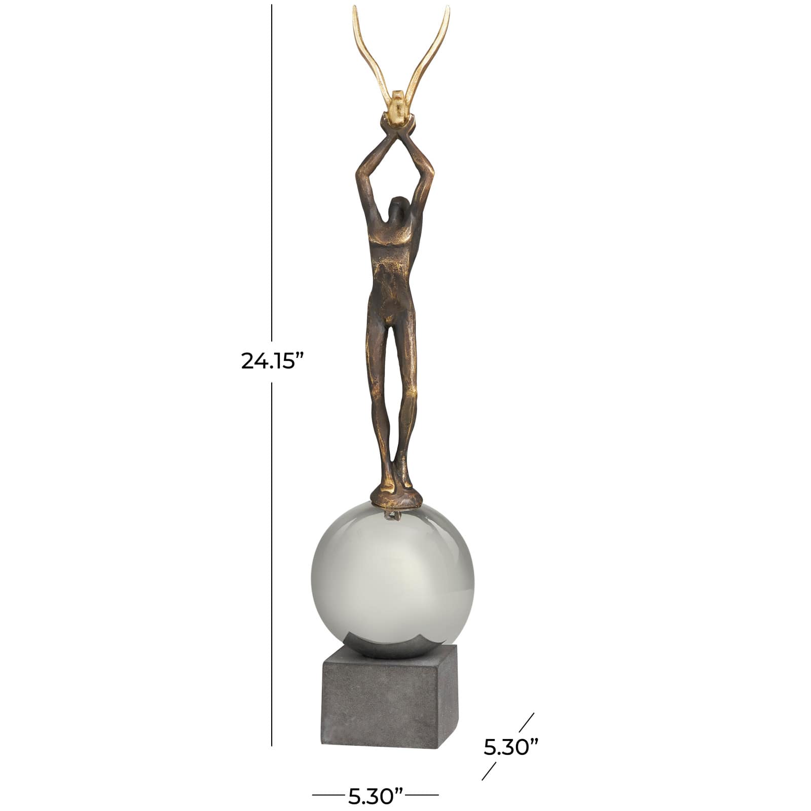 24" Silver Polystone People Sculpture with Stainless Steel Accents