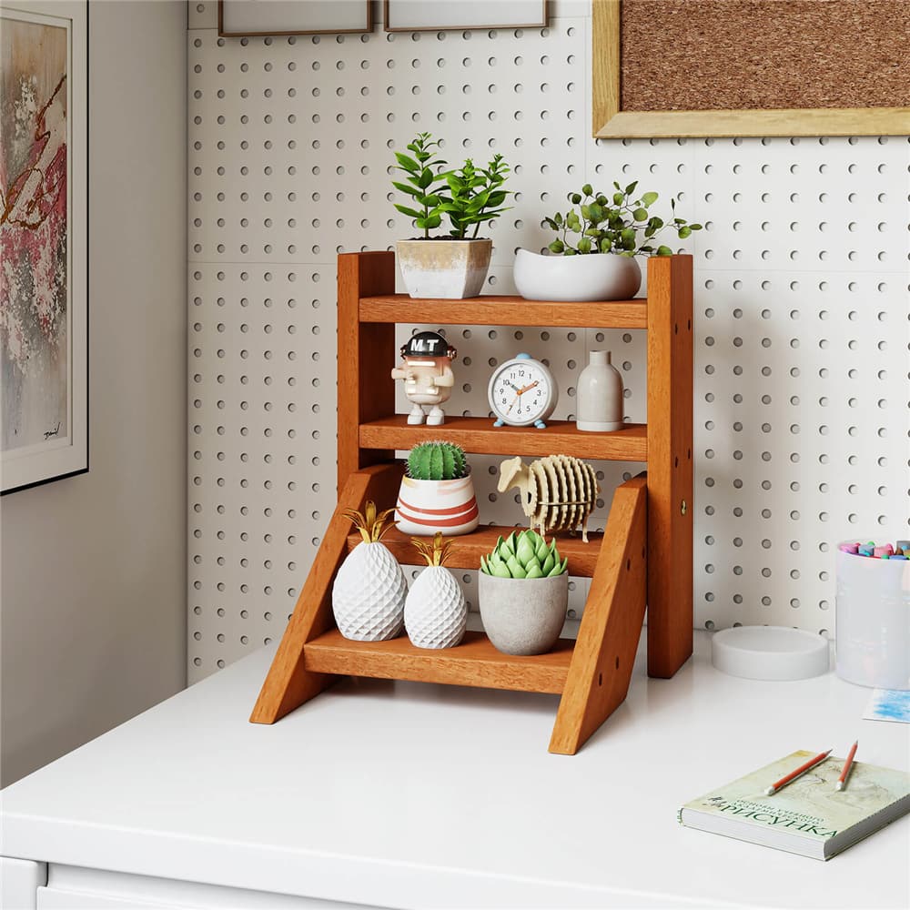 Costway 4-Tier Wooden Plant Stand for Multiple Succulents Patio