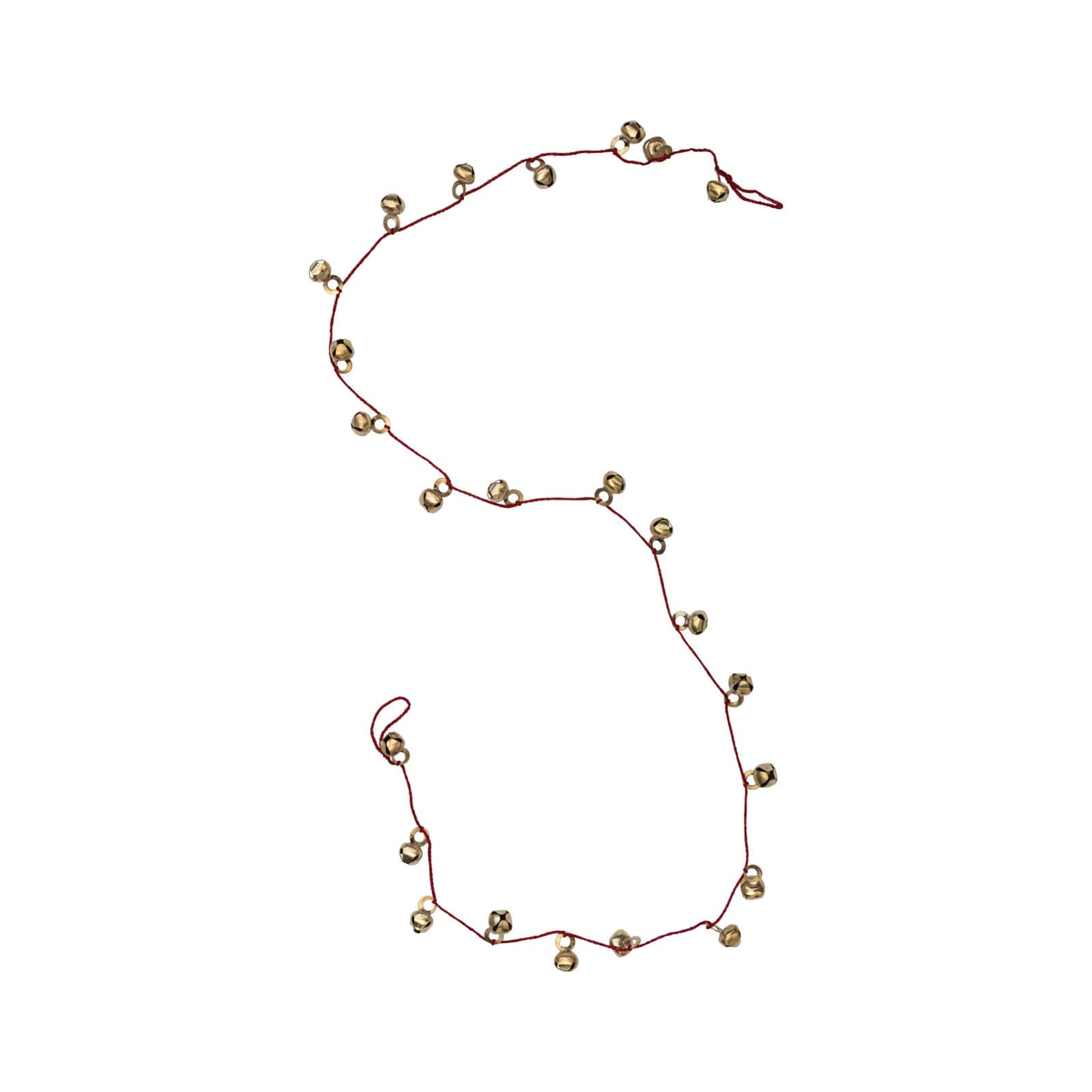 Hello Honey® 6ft. Antique Gold Finish Metal Bells on Red Cord Garland