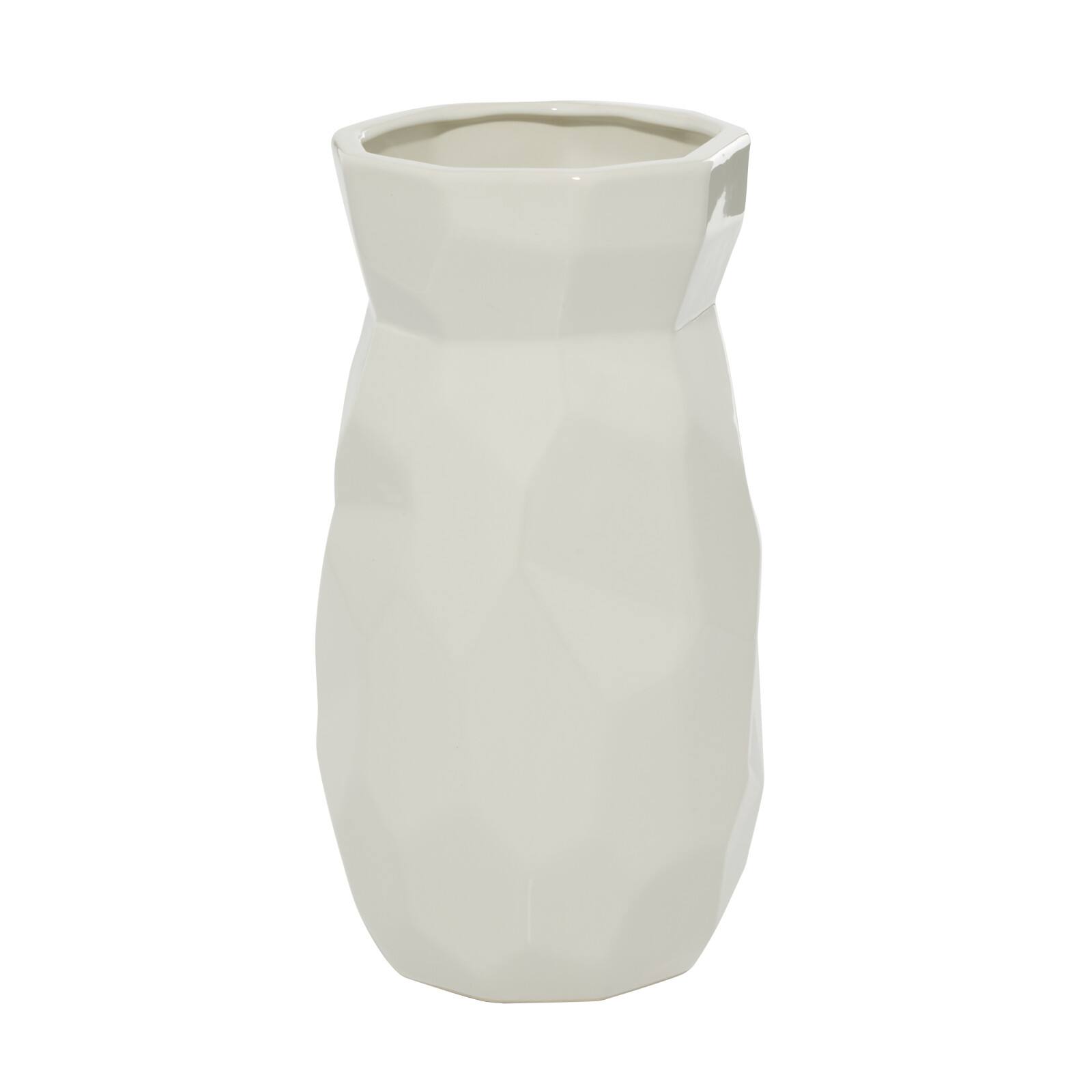 CosmoLiving by Cosmopolitan White Ceramic Modern Vase, 12" x 6" x 6"