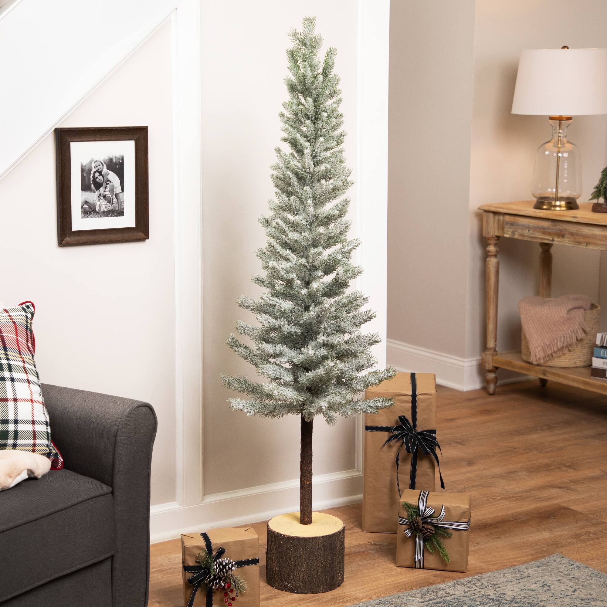 Northlight 4.5ft. Unlit Slim Flocked Norfolk Pine Artificial Christmas Tree