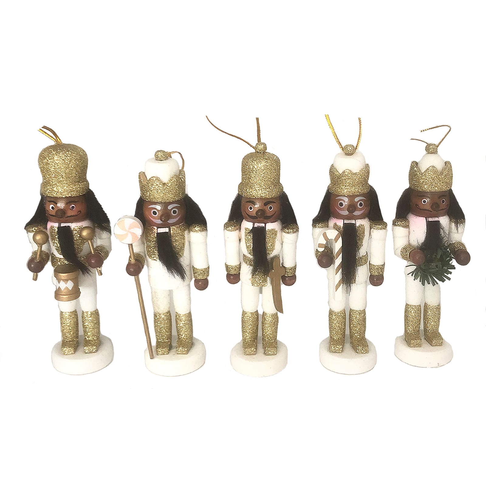 5" Black, White & Gold Glitter Nutcracker Set
