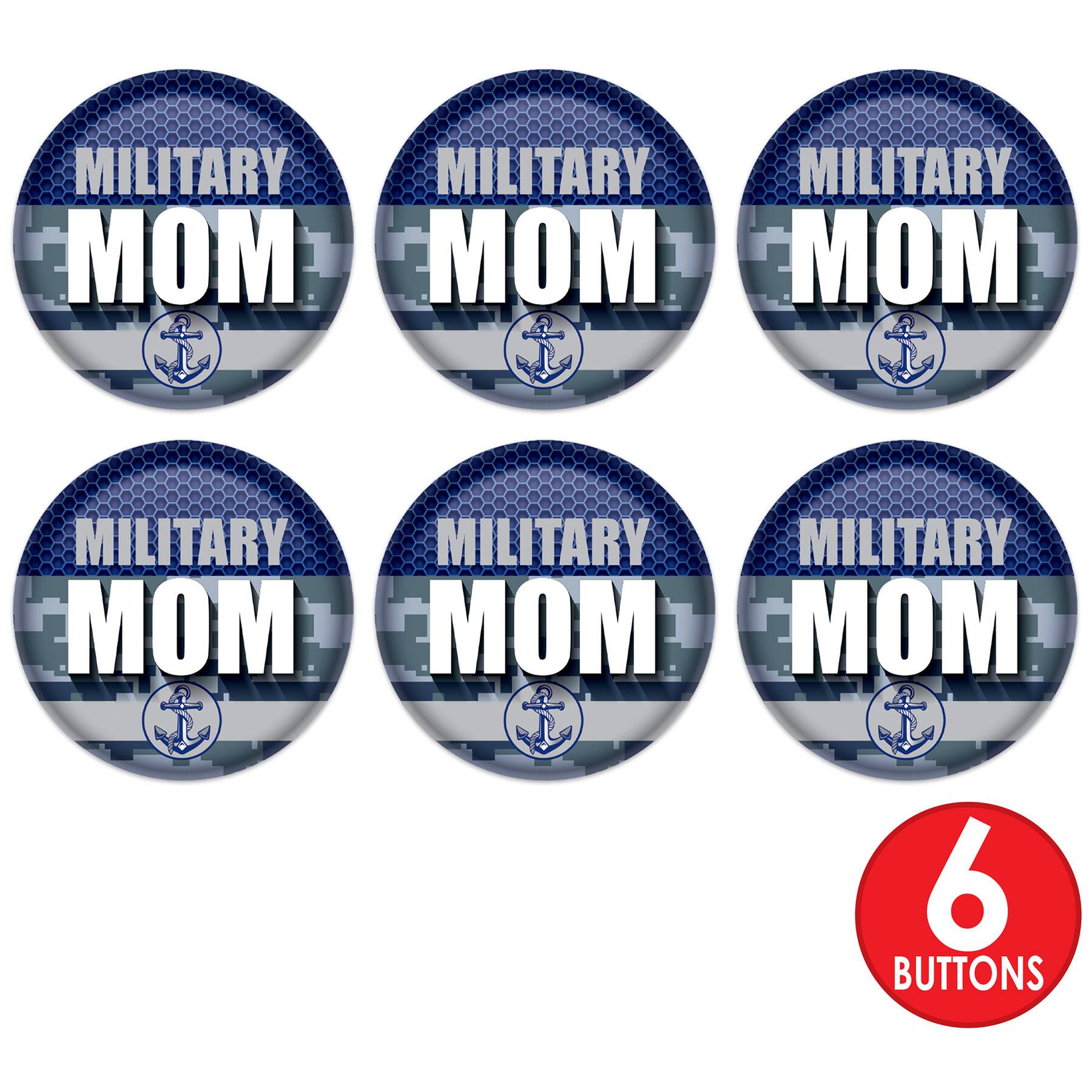 Beistle 2" Blue Camouflage Military Mom Buttons, 6ct.