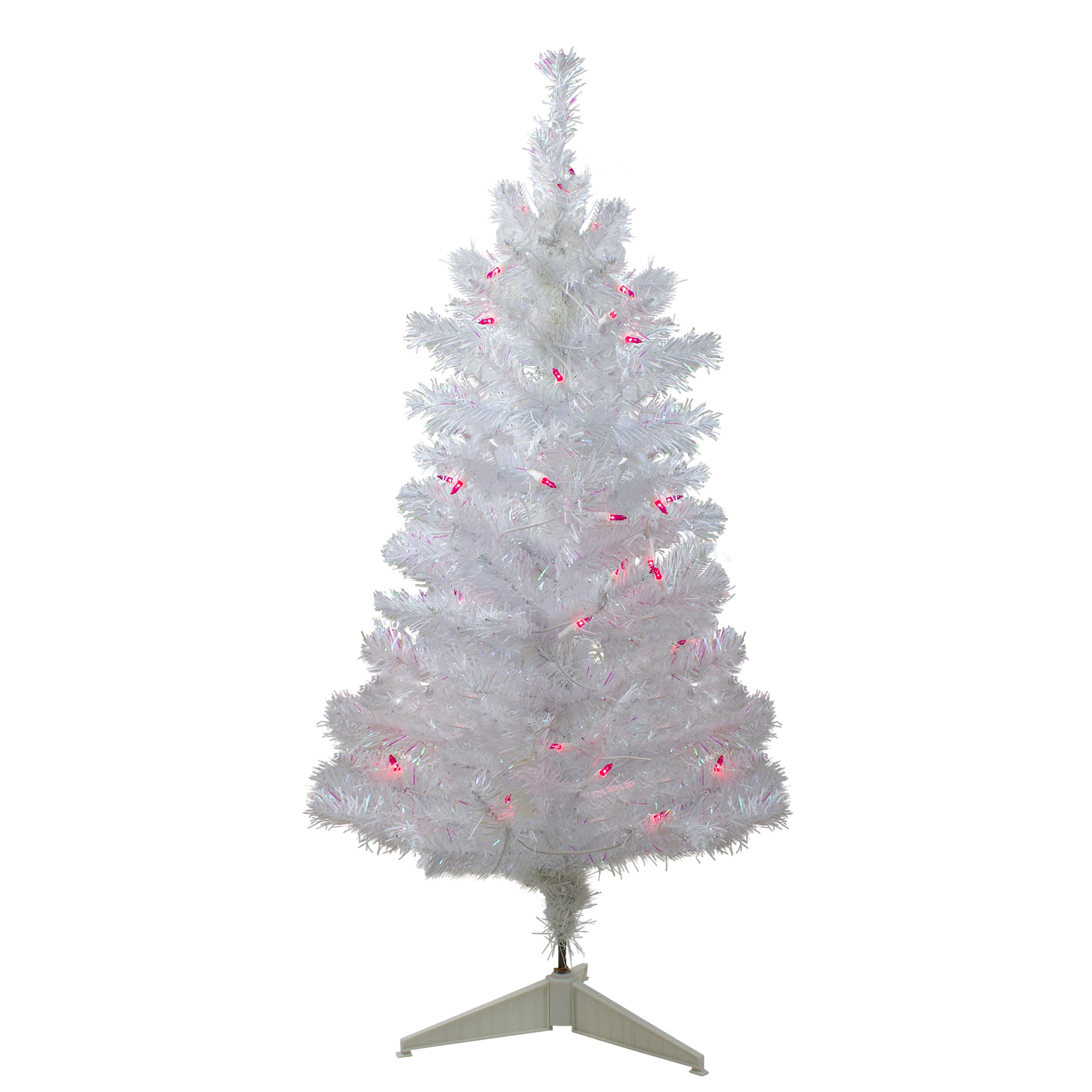 3Ft Pre-Lit White Iridescent Pine Artificial Christmas Tree, Pink Lights By Northlight | 3 ft | Michaels®
