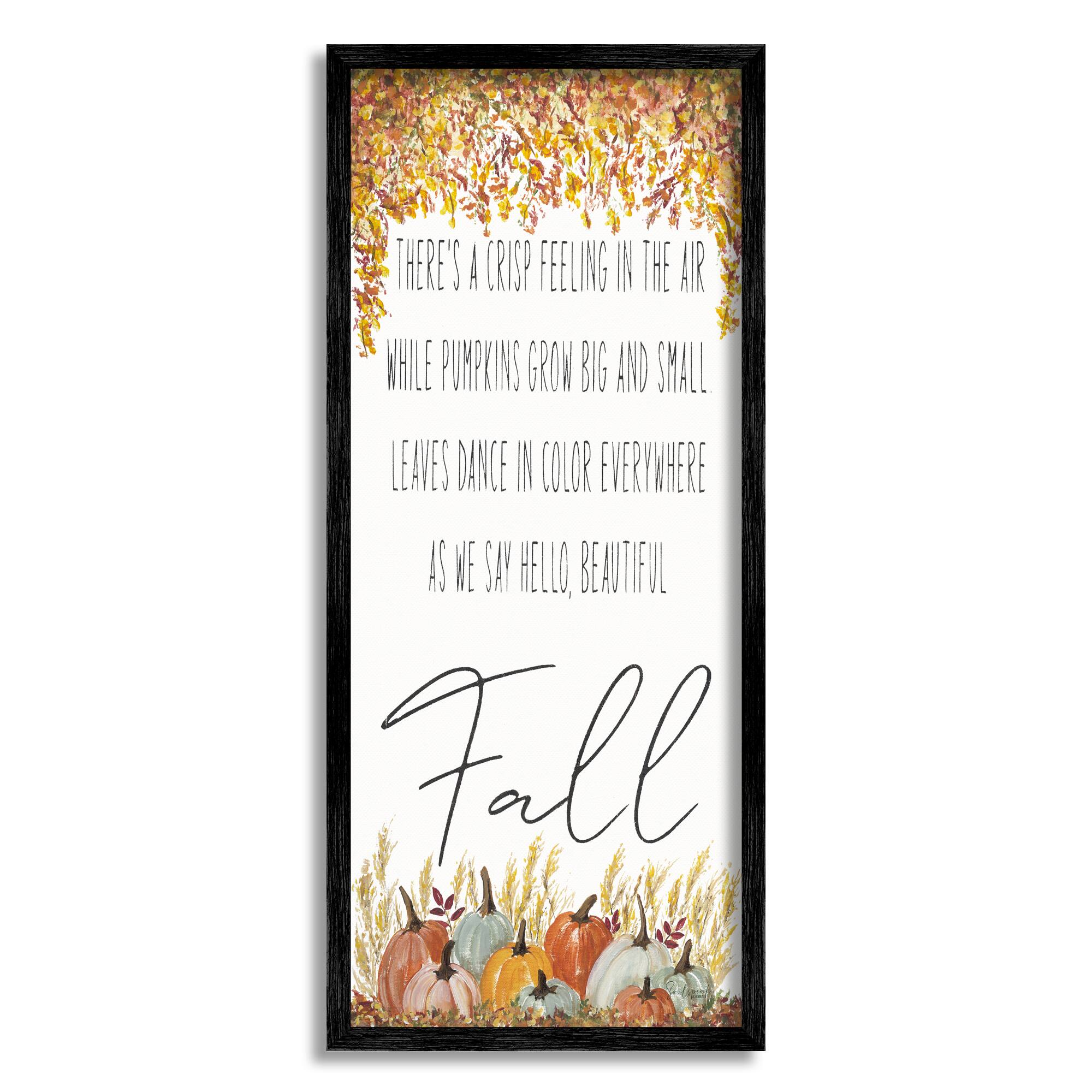 Stupell Industries Autumnal Hello Beautiful Fall Phrase Framed Giclee Art