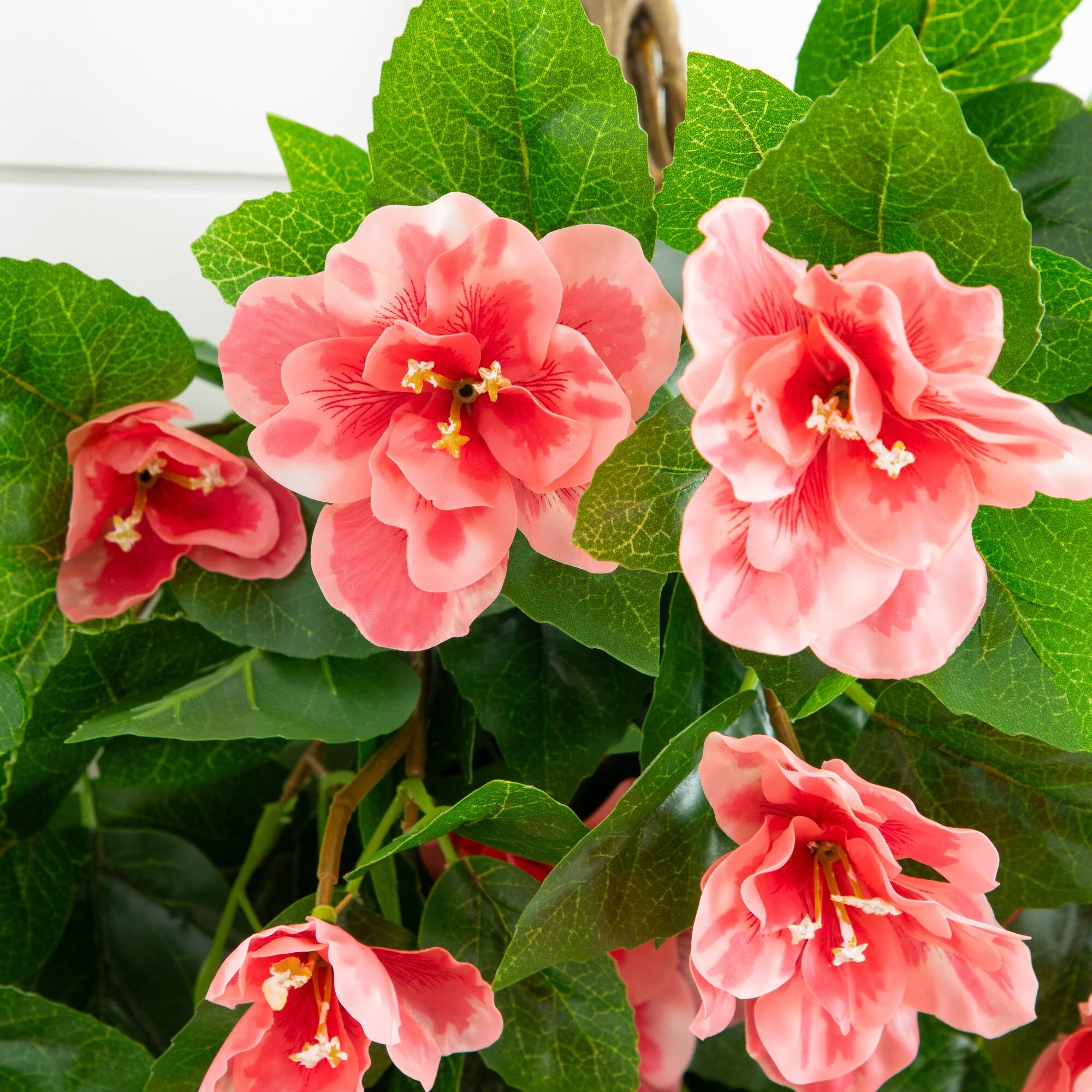 24" UV Resistant Artificial Azalea Hanging Plants