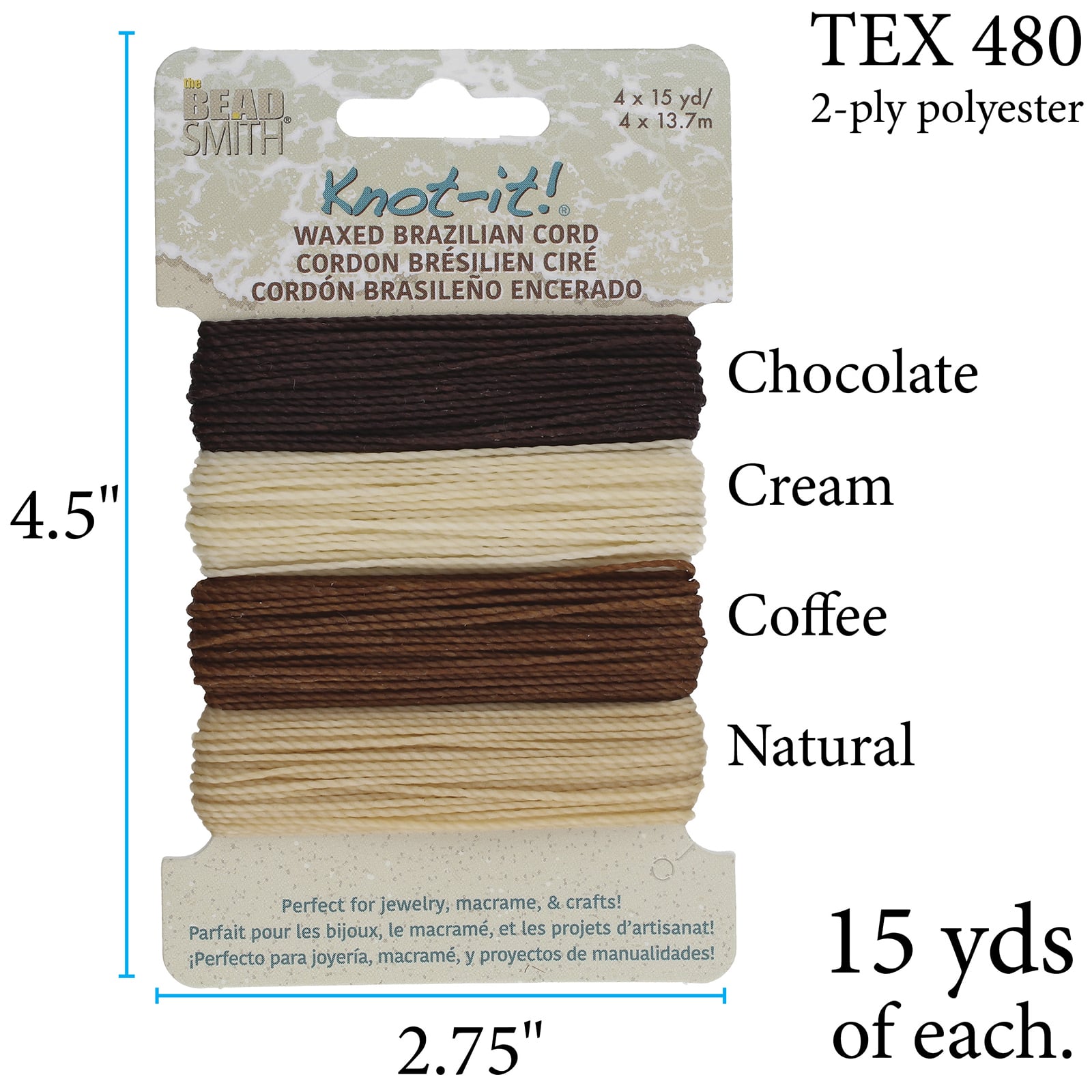 Beadsmith® Knot-it!™ Java Waxed Brazilian Cord