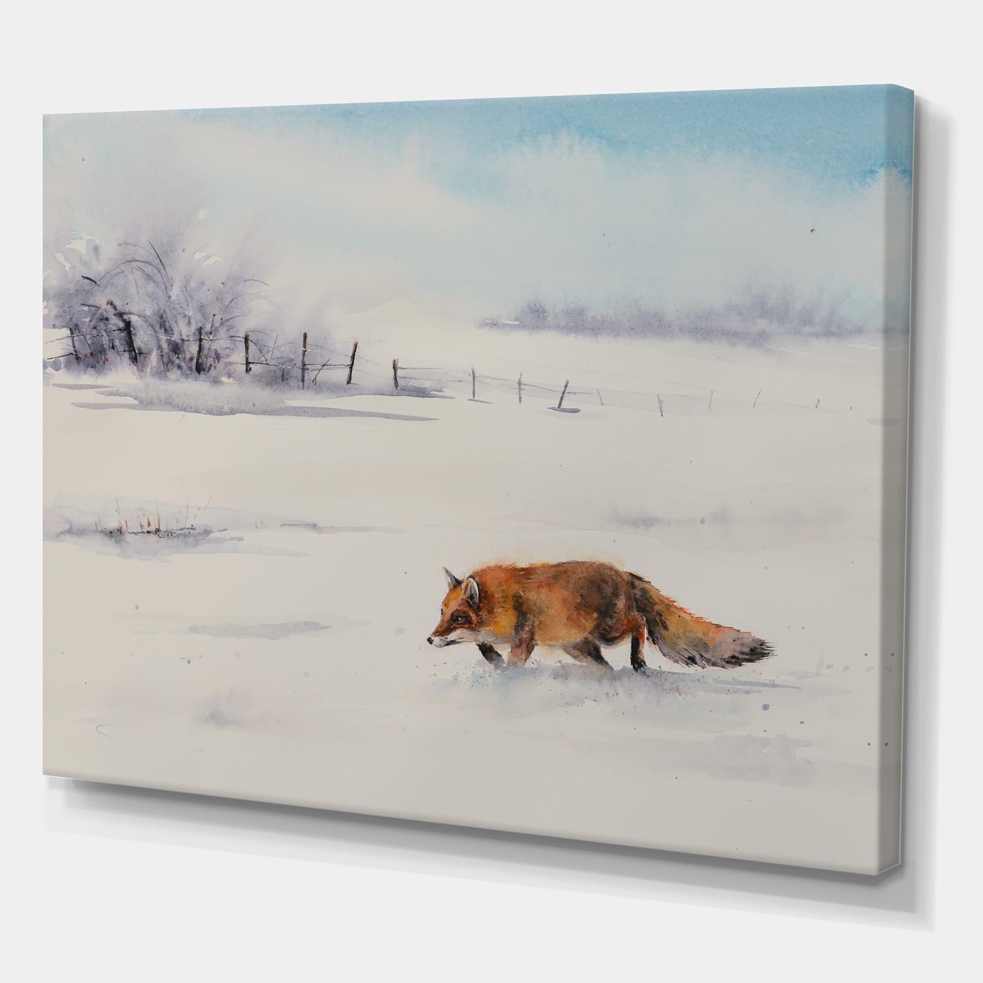 Designart - Red Fox Running In White Snow I