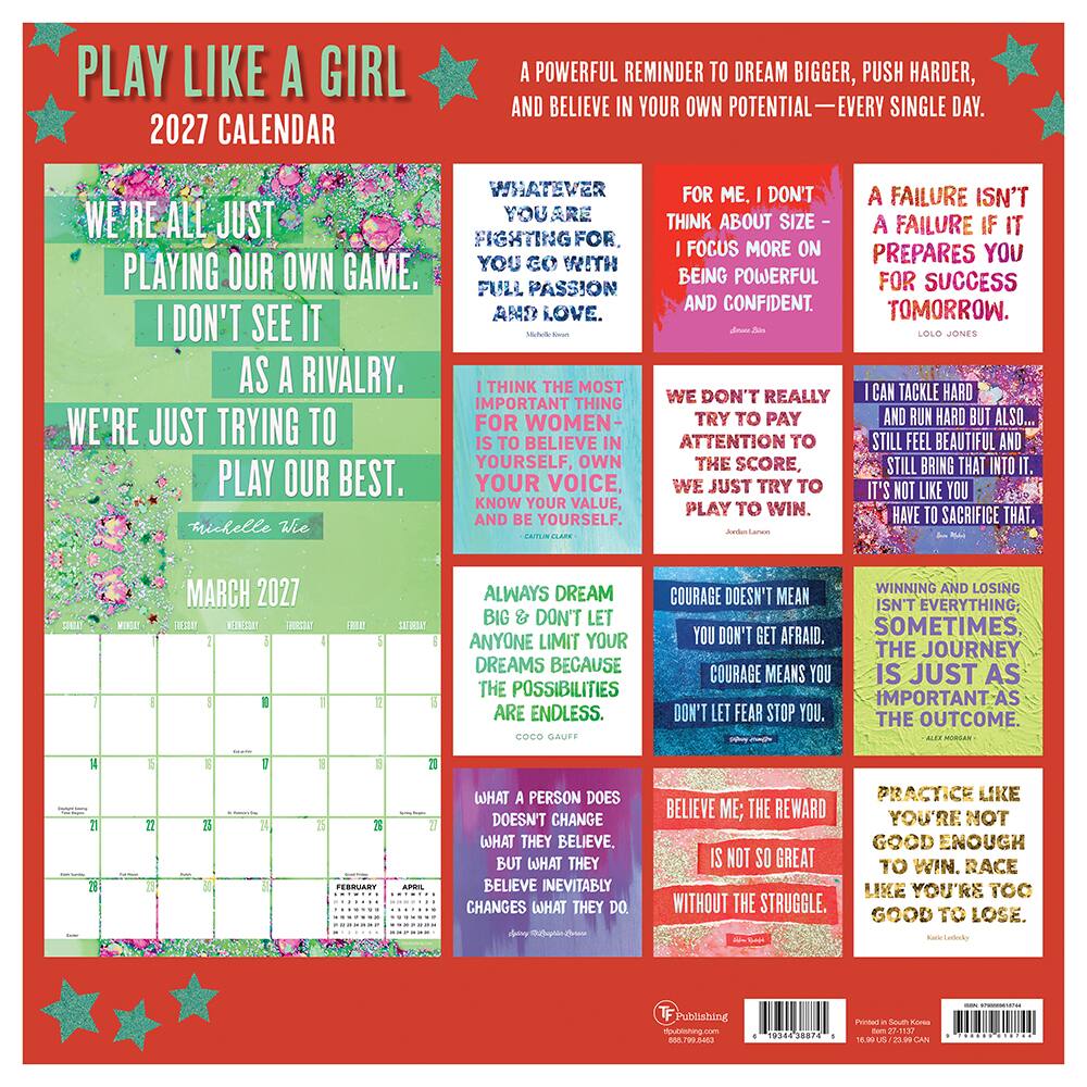 2027 Play Like A Girl Wall Calendar