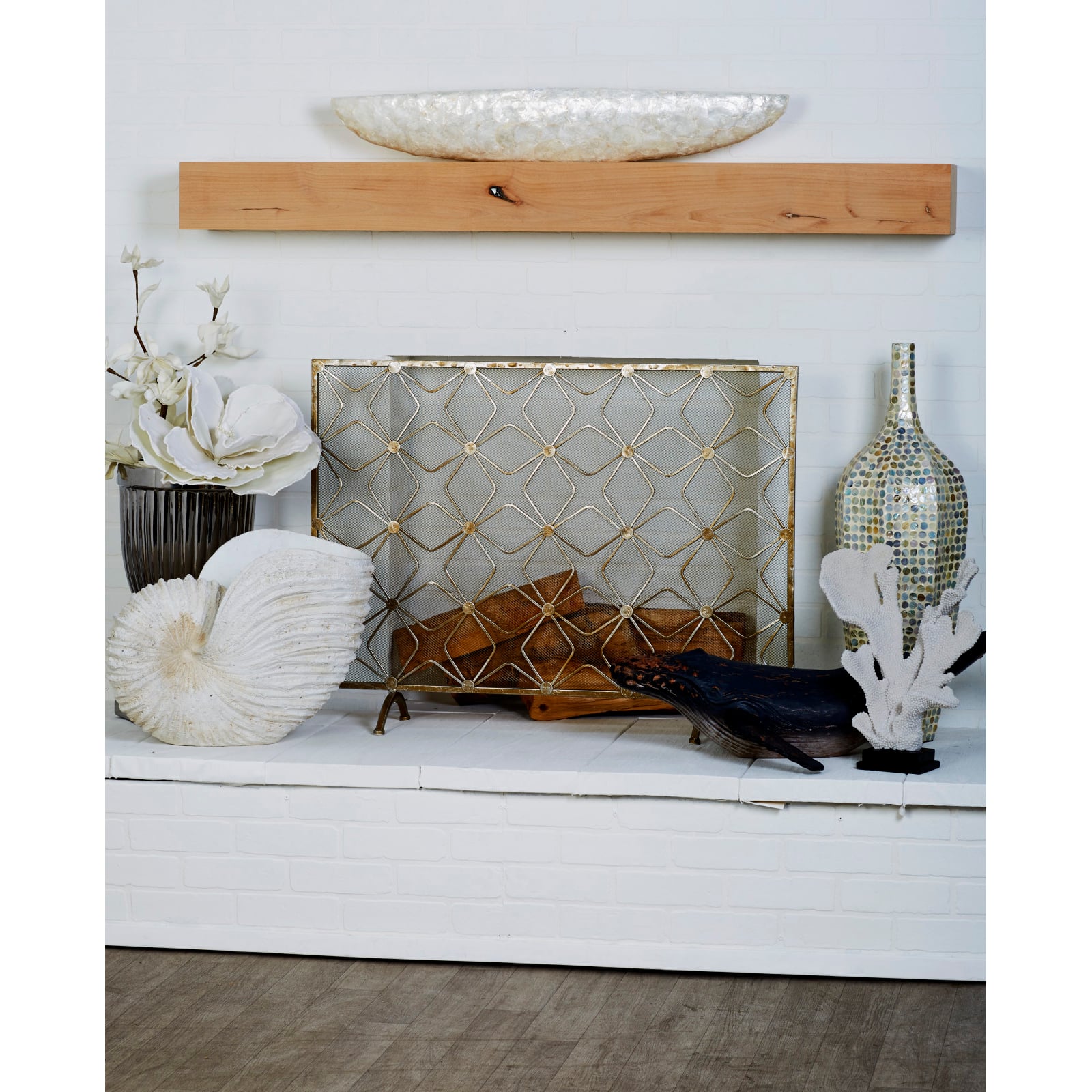 Gold Metal Modern Fireplace Screen