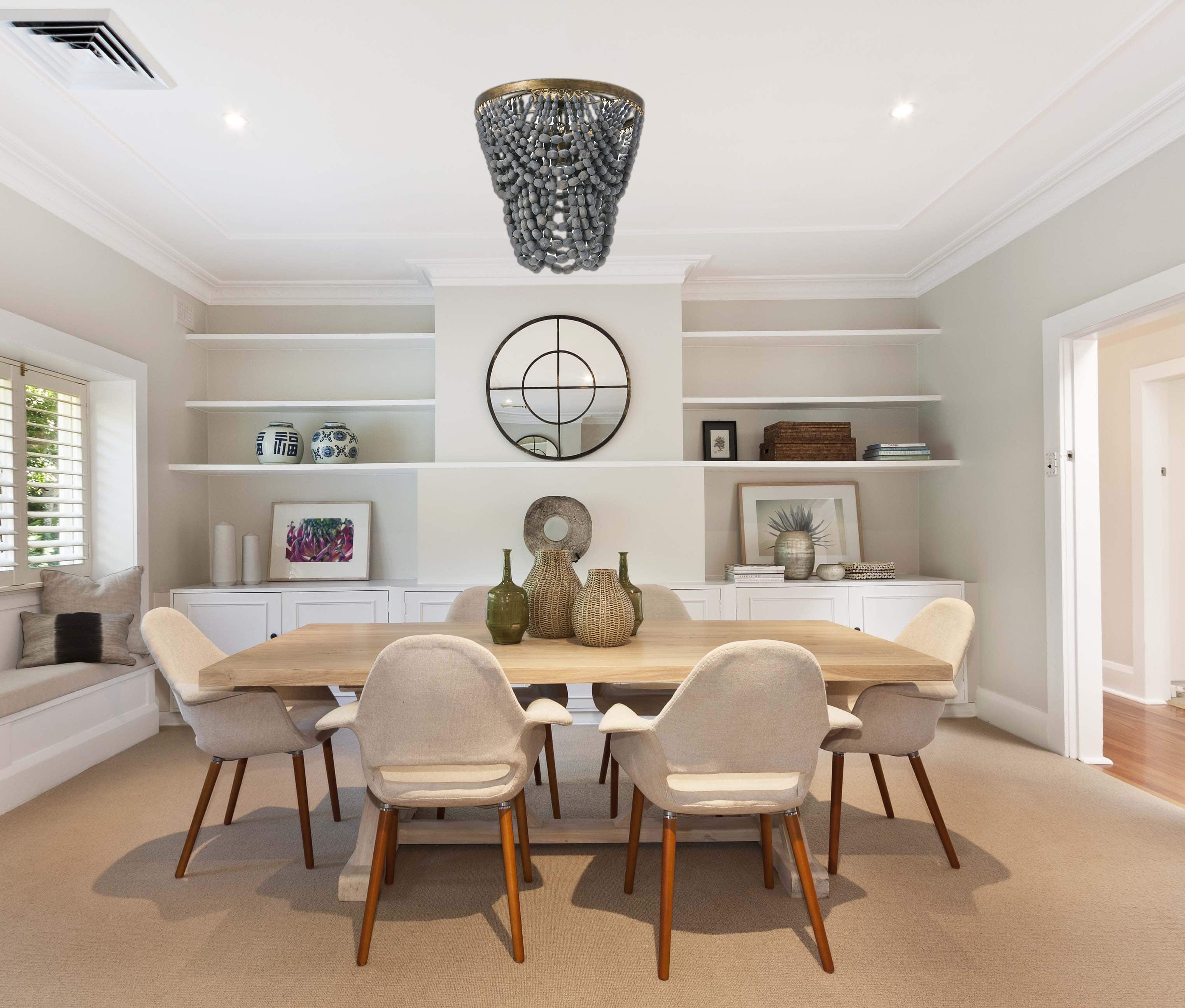 Hello Honey® 2-Tier Draped Wood Bead Semi-Flush Mount Ceiling Light