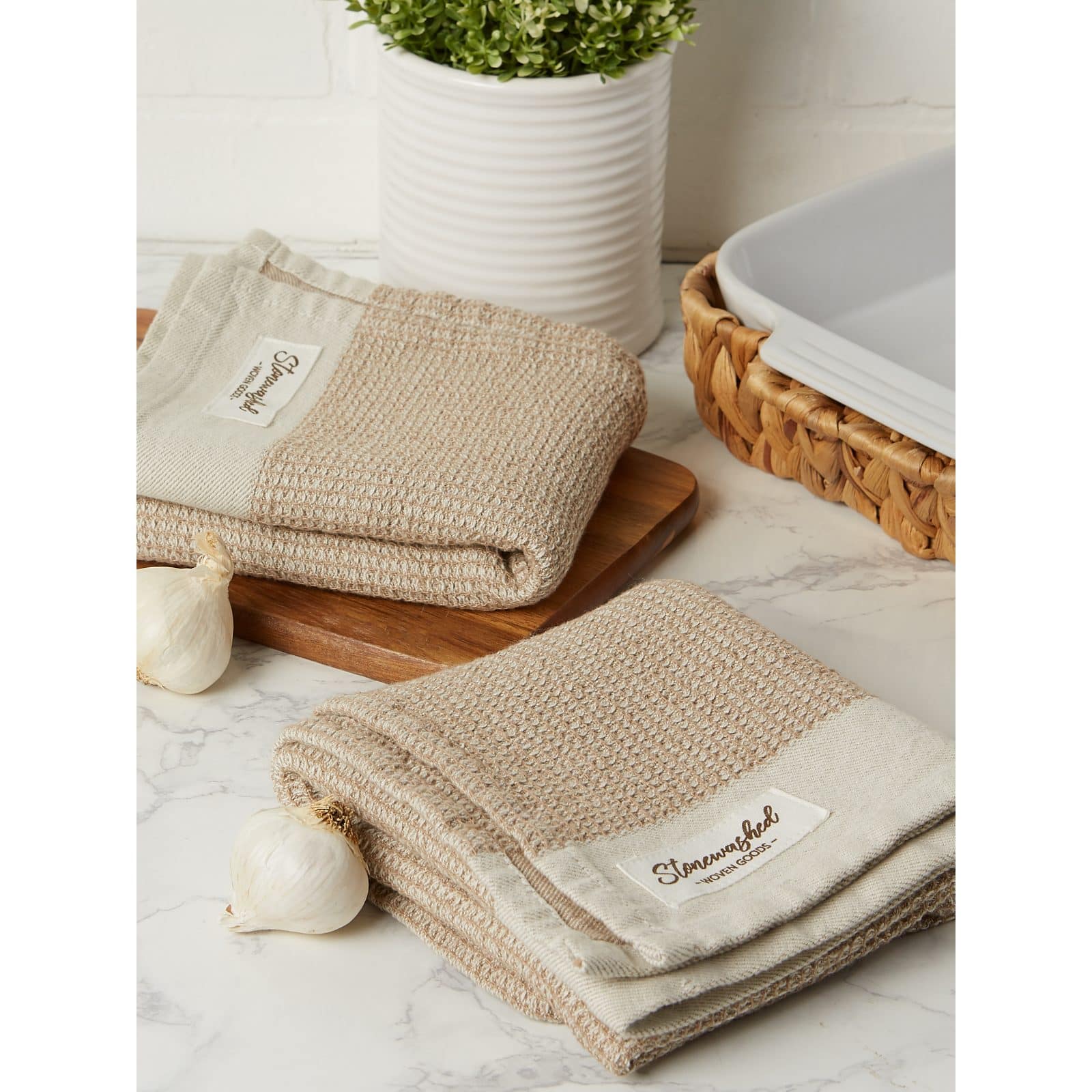 DII® Café Washed Waffle Woven Dishtowel, 2ct.