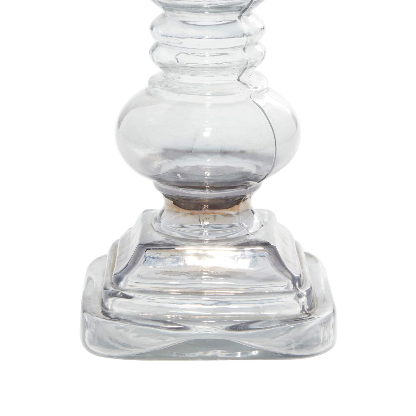 17" Black Glass Traditional Candle Holder