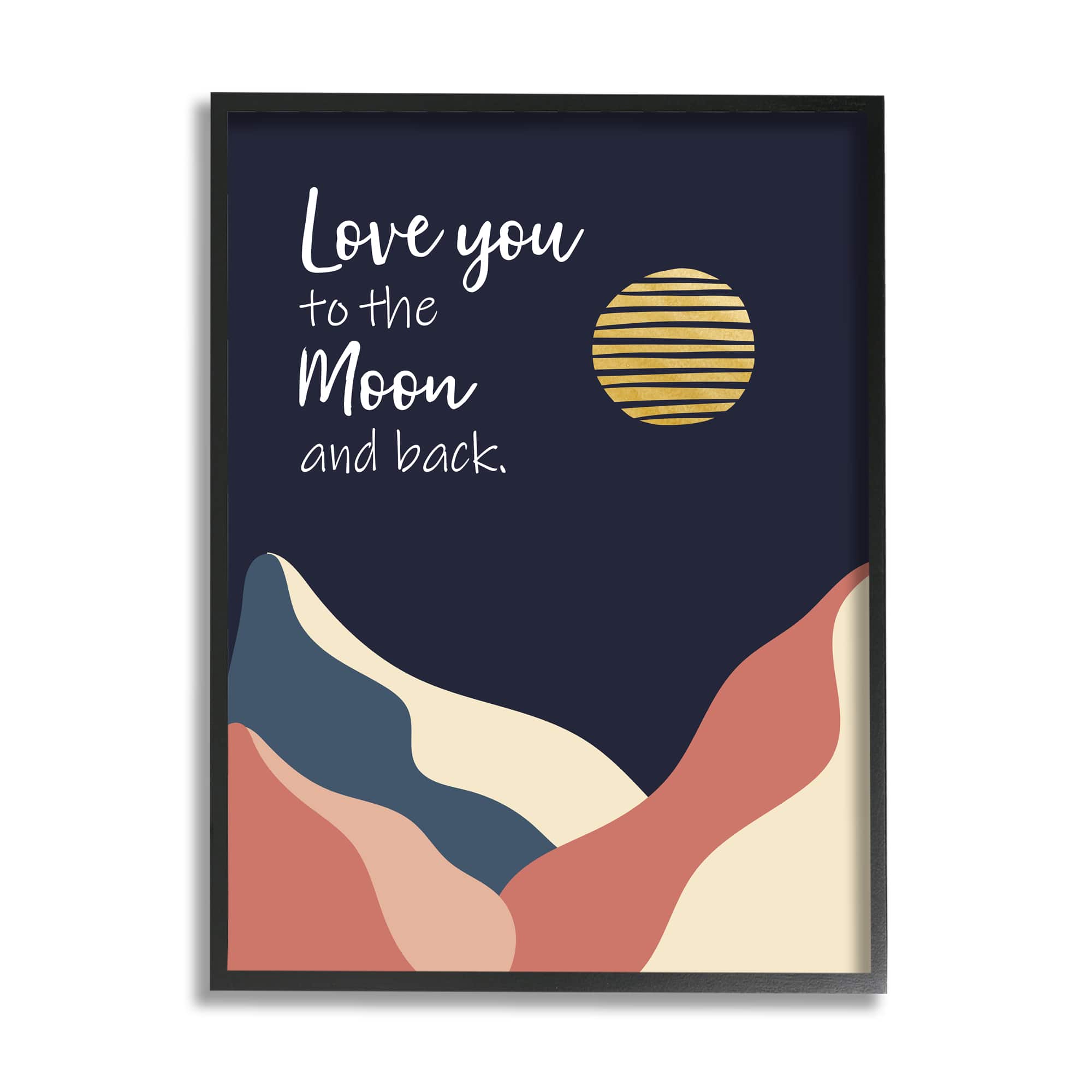 Stupell Industries Love You to Moon Phrase Night Sky Mountains in Black Frame Wall Art