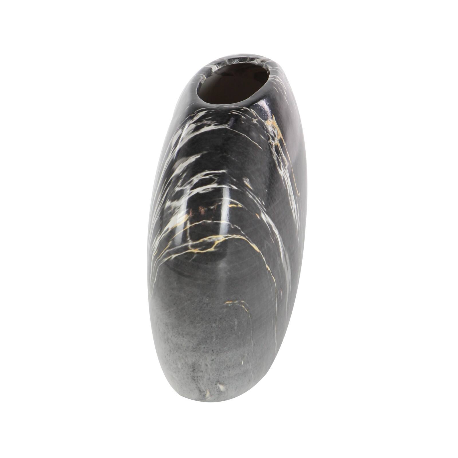Set of 3 Grey Stoneware Contemporary Vase, 9" x 8"