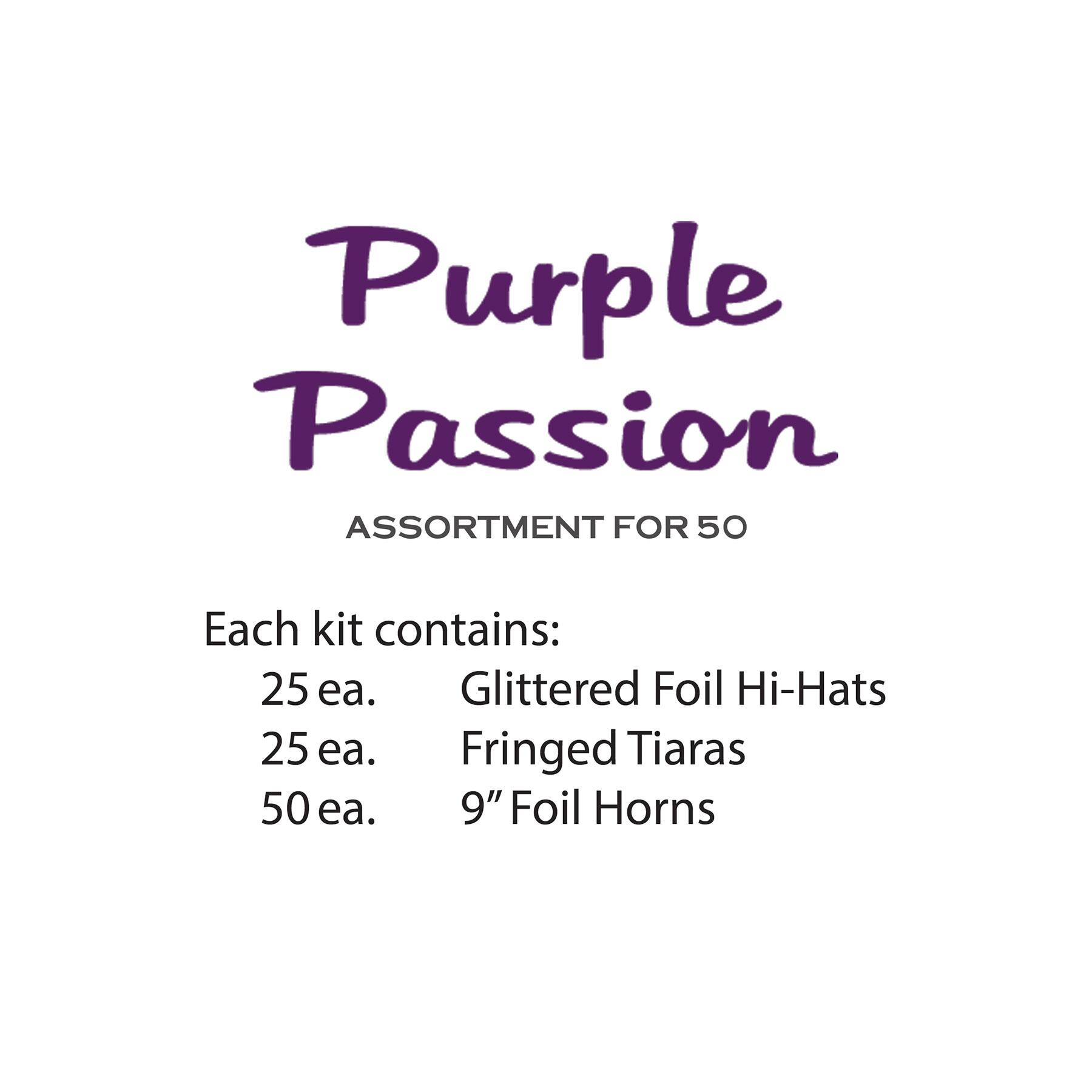 Beistle Silver & Purple New Year Passion Party Favor Kit for 50