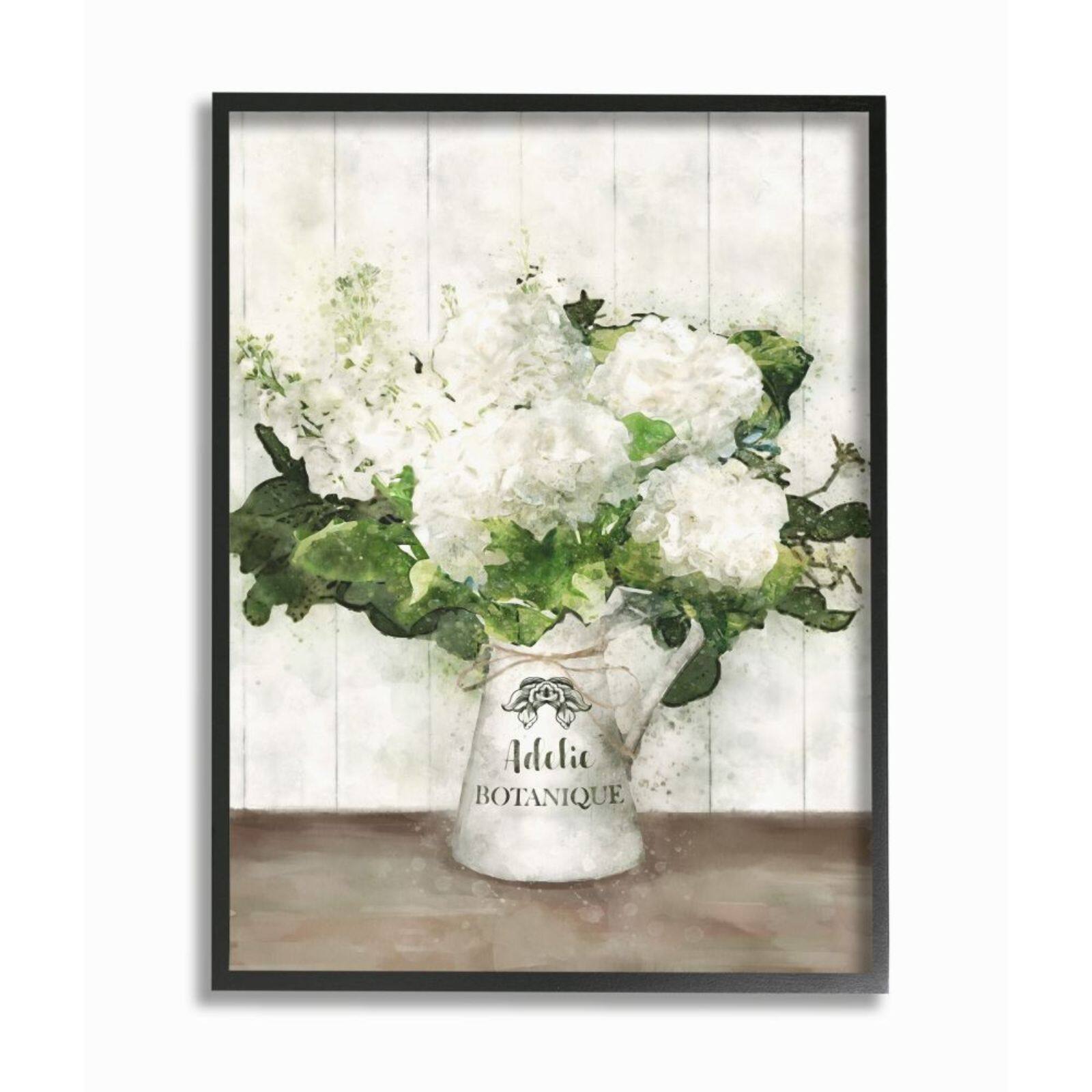 Stupell Industries White Florals in Antique Milk Pitcher with Frame Wall Accent
